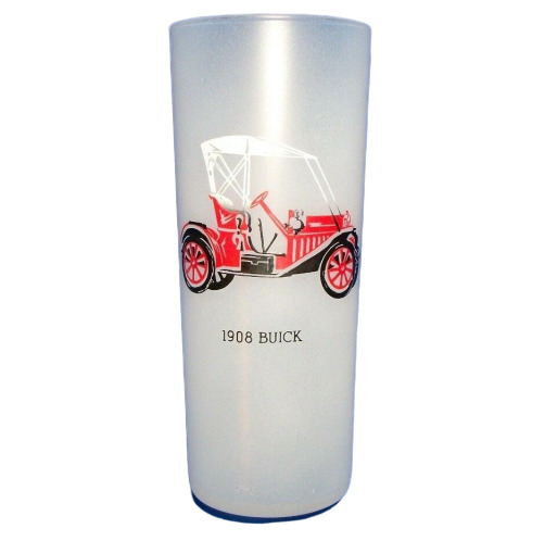 Vintage 1908 Buick Antique Cars Frosted Highball Glass