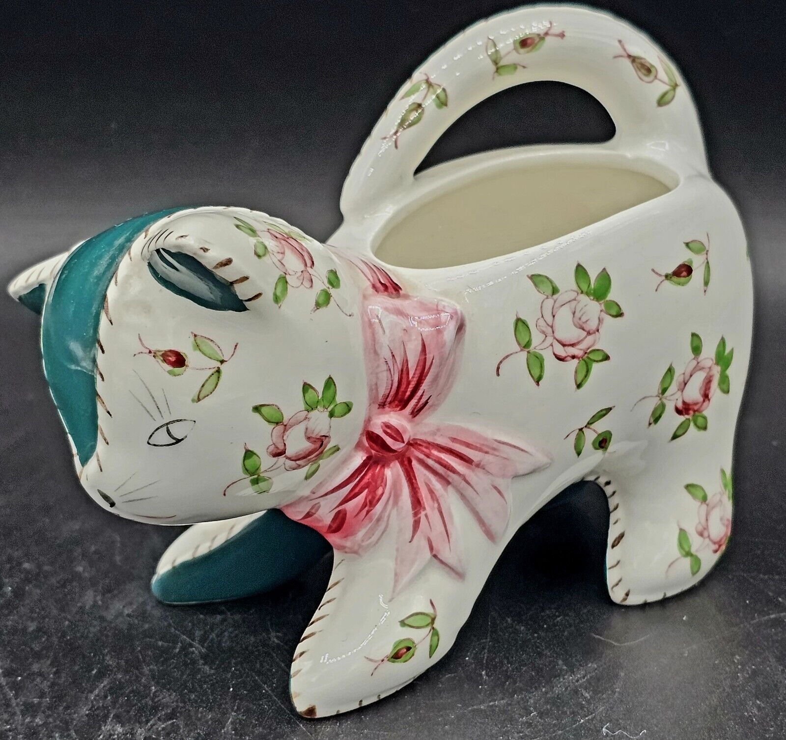Vnt Lefton Kitty Cat Planter Hand-painted