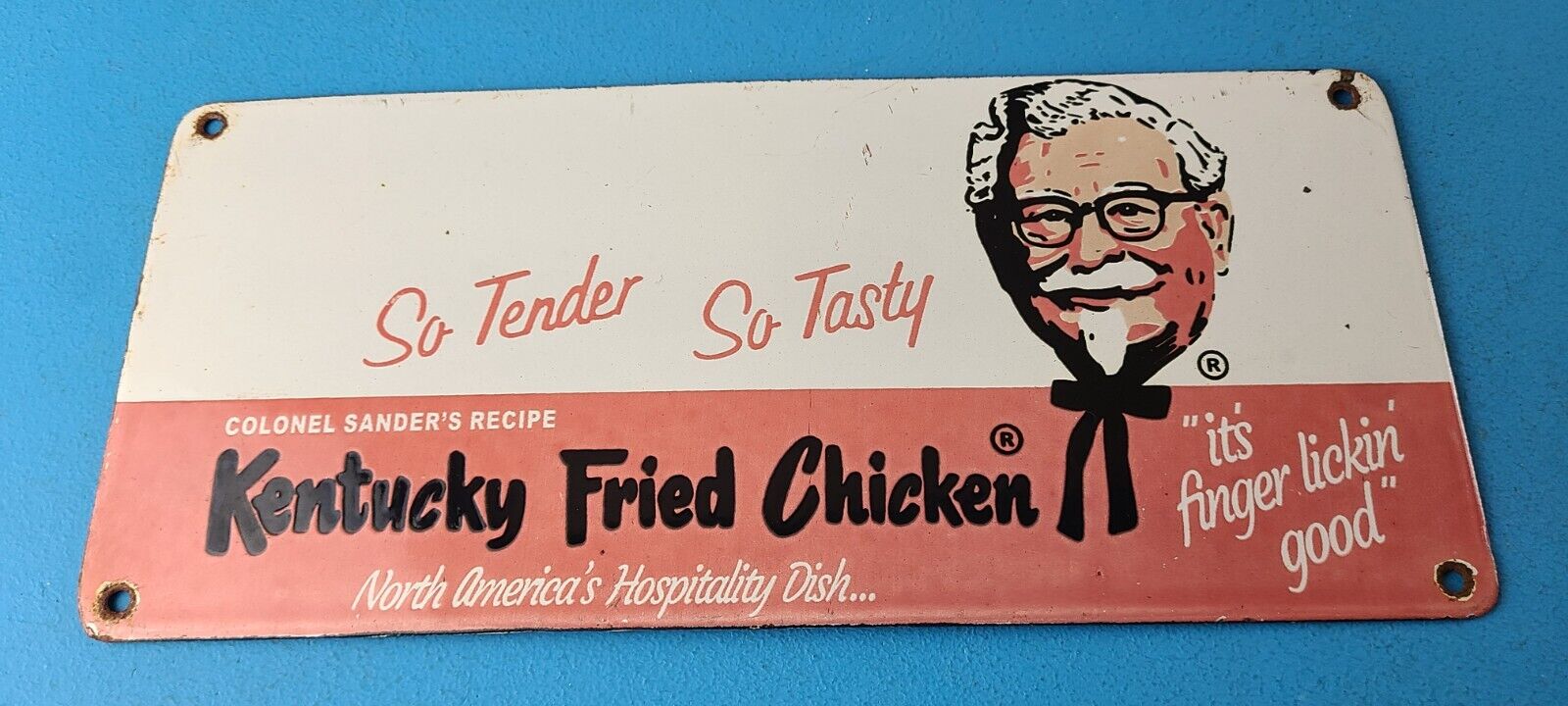 Vintage KFC Sign - Kentucky Fried Chicken Fast Food Gas Pump Porcelain Sign