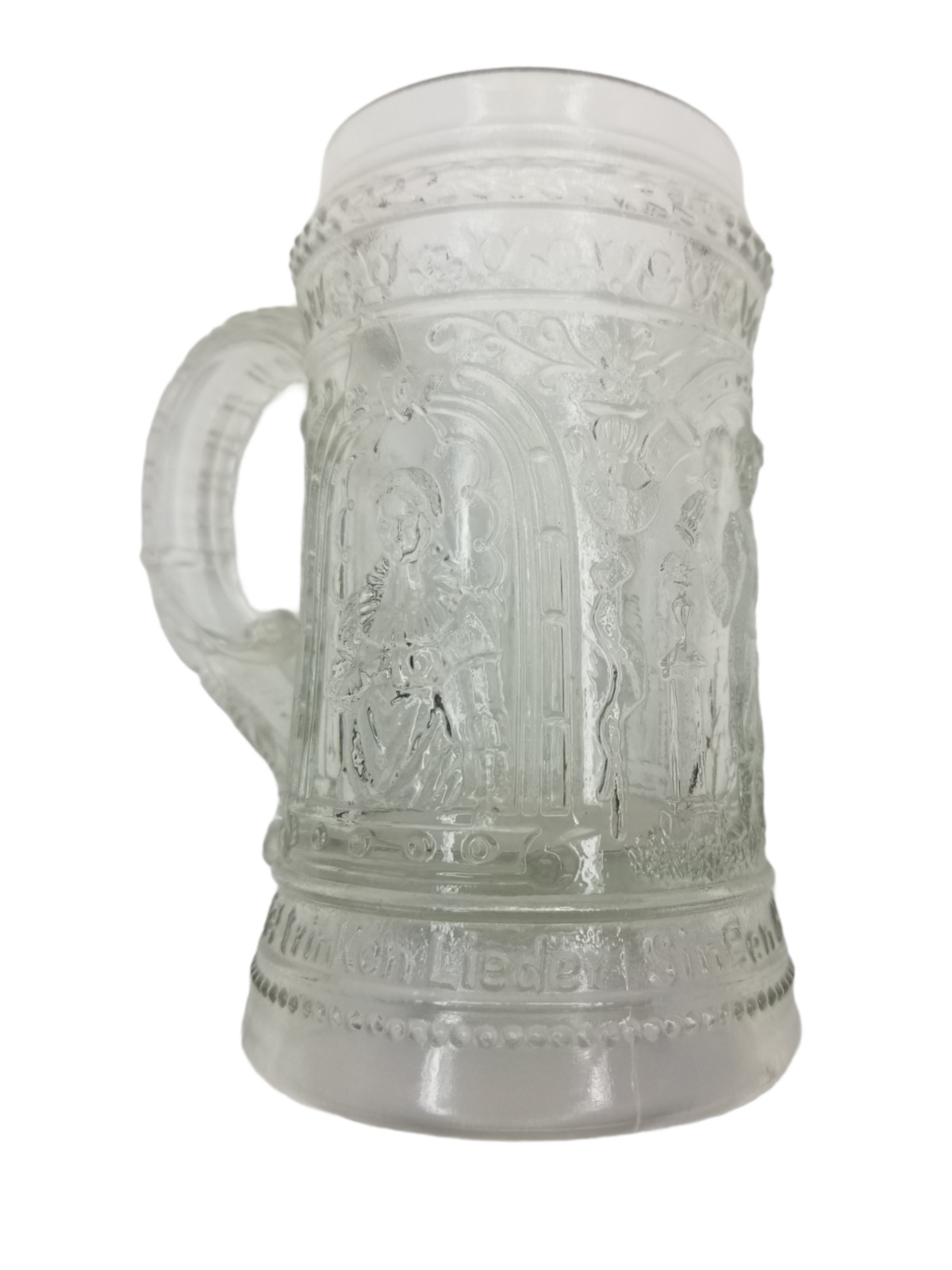 Westmoreland Greentown Serenade Antique Clear Slag Custard Glass Stein Mug