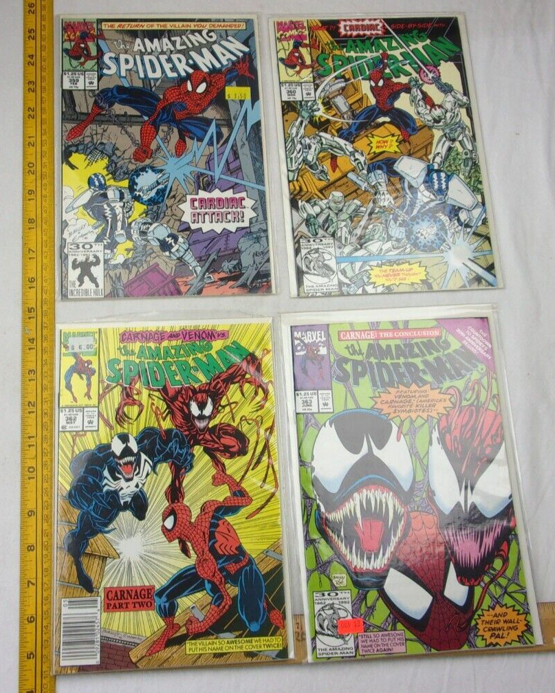 Amazing Spider-Man 359 360 362 newsstand 363 comic book lot 1992 Carnage VF/NM