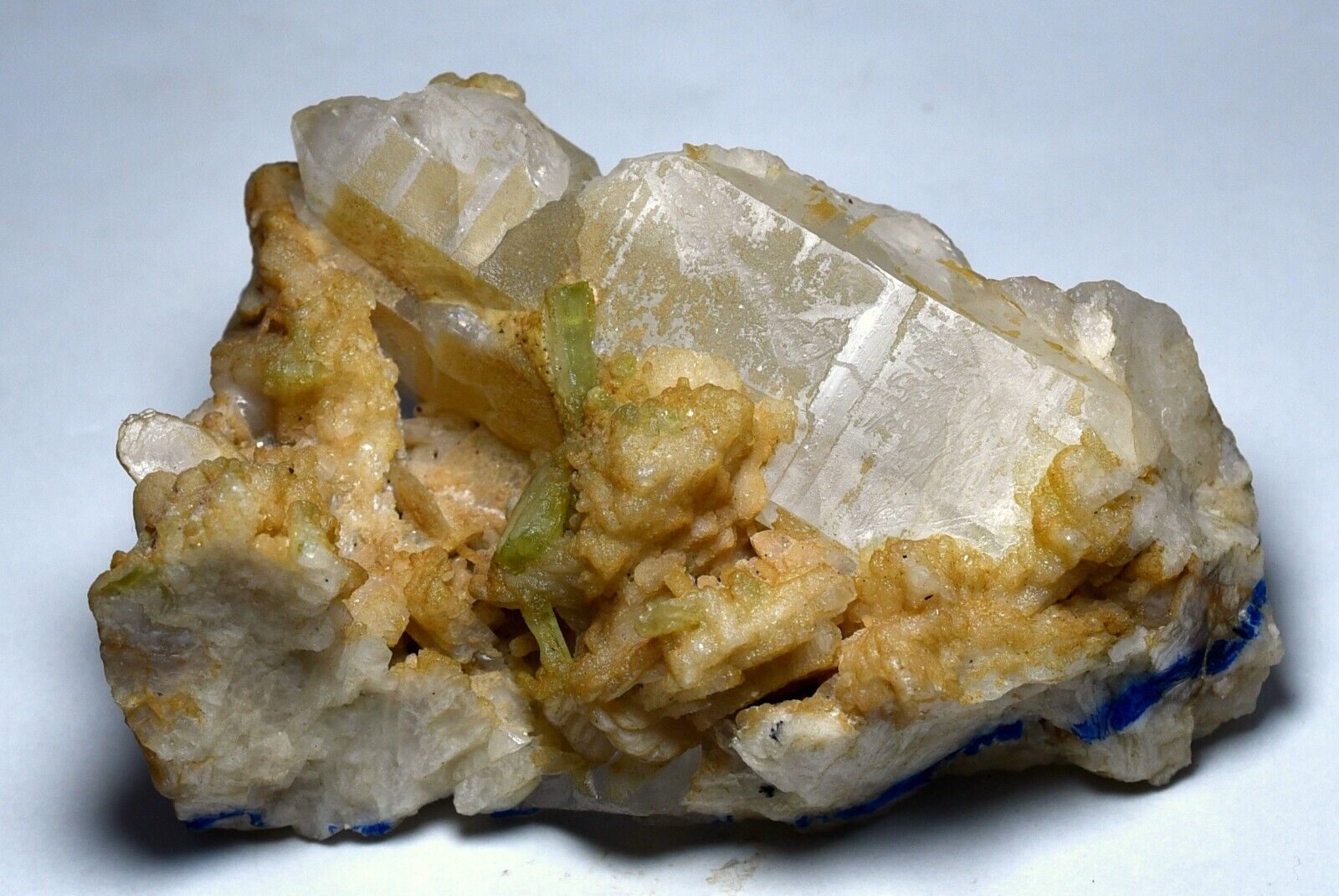 138 GM Well Terminated Transparent Green Tourmaline Crystals On Quartz Specimen