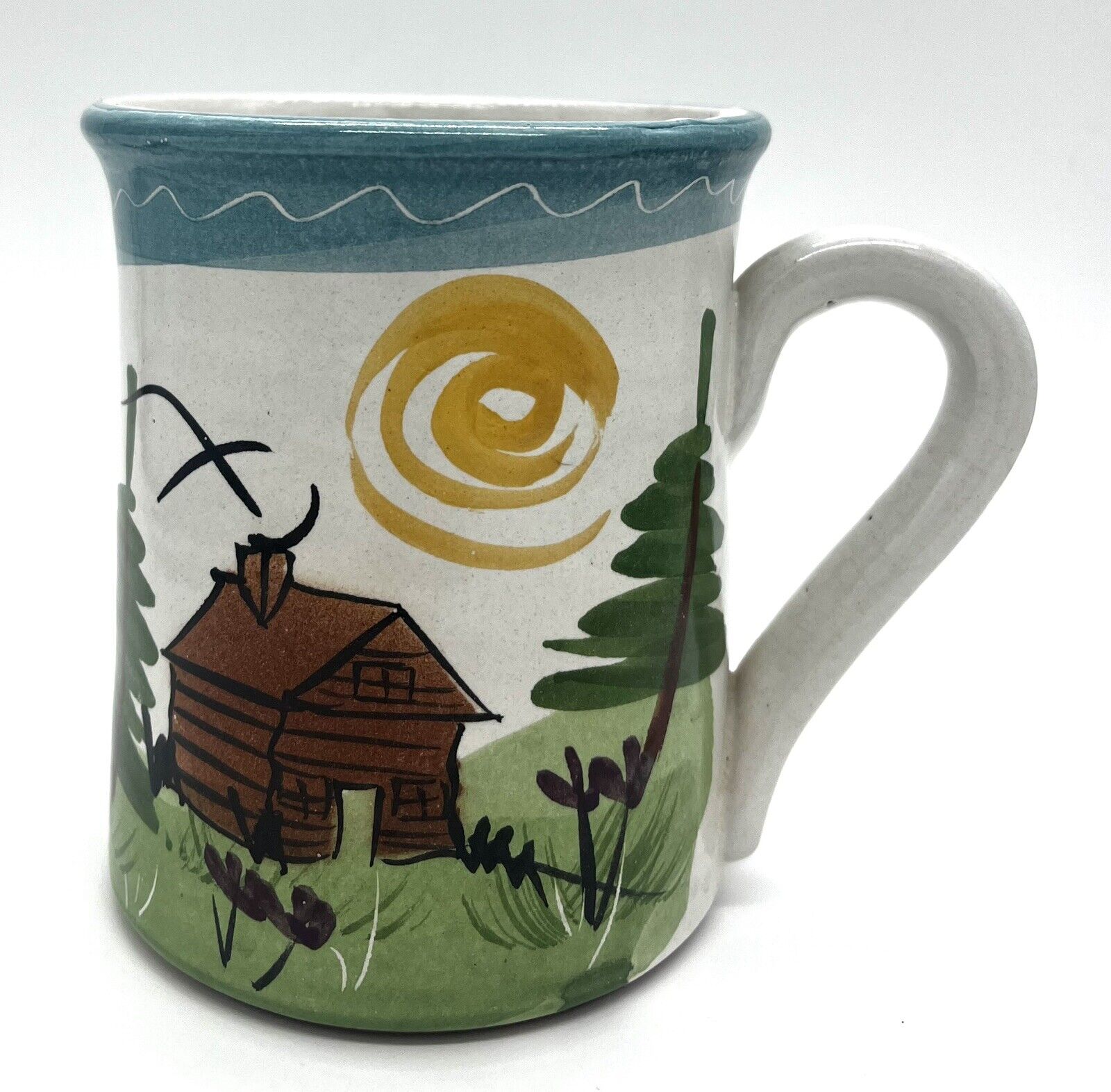 Vintage Caribou Coffee Stoneware Rustic Cabin Mountain Coffee Mug