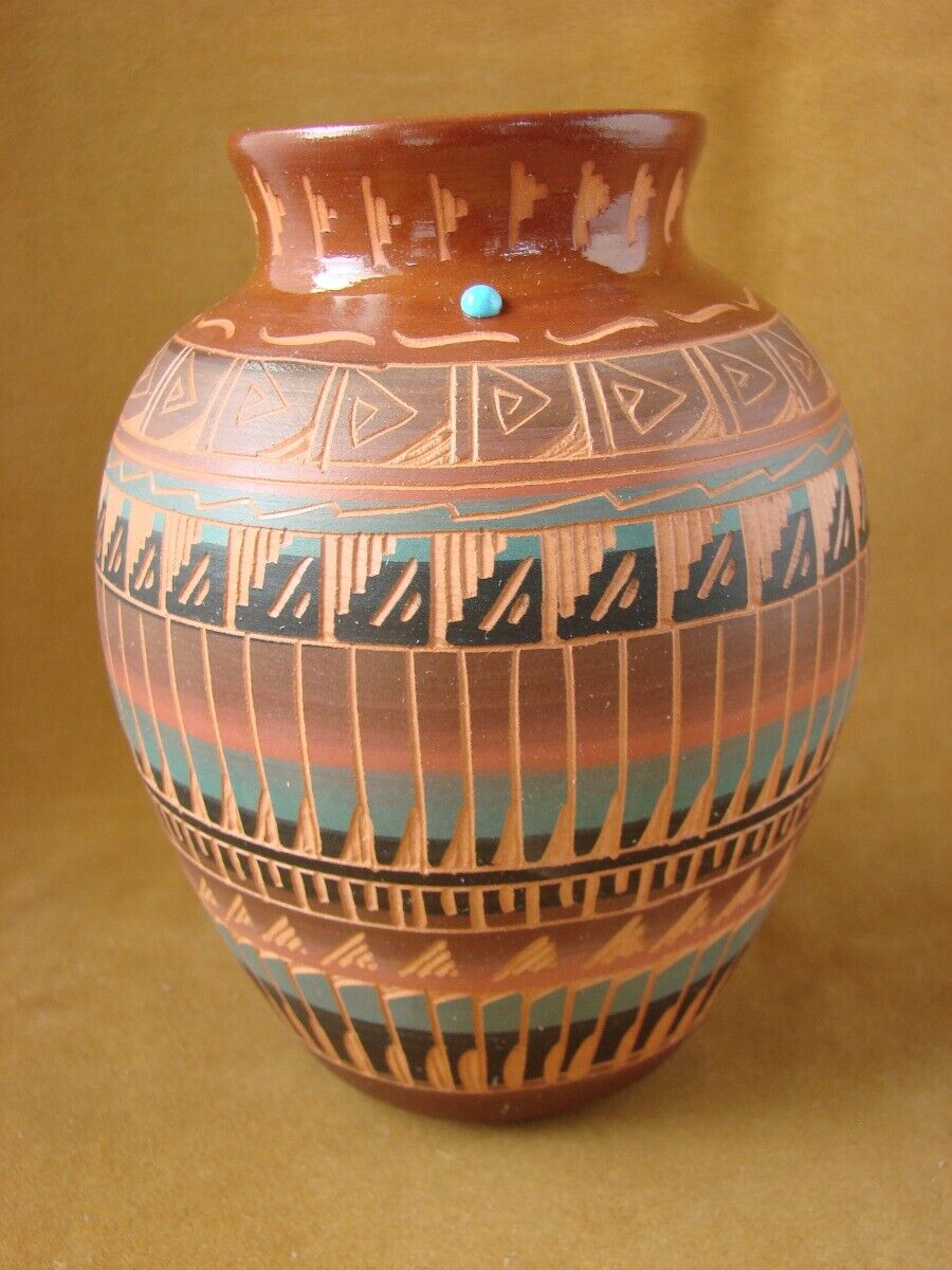 Navajo Indian Hand Etched Ginger Pot by Mirelle Gilmore