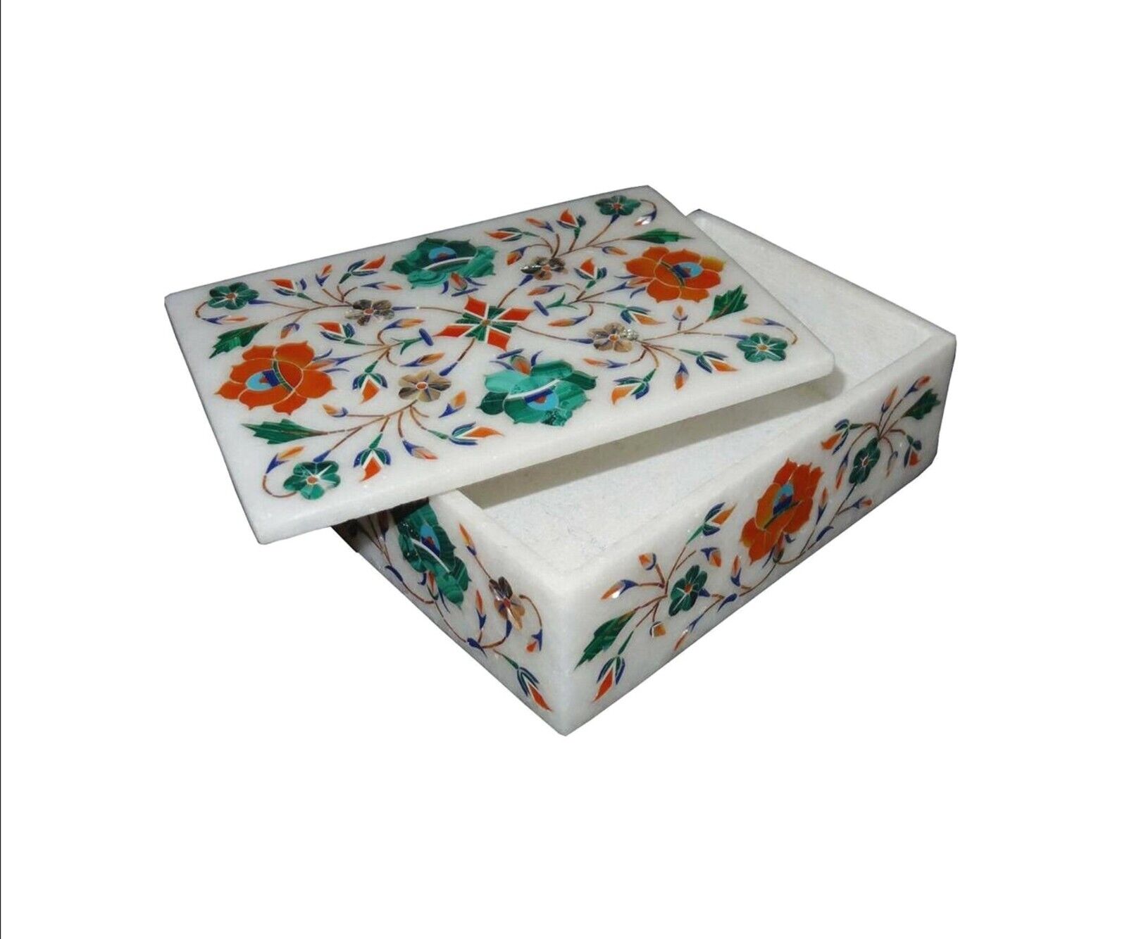 Semi Precious Gemstone Inlay Work Jewelry Box Marble Color Bow Box for Father