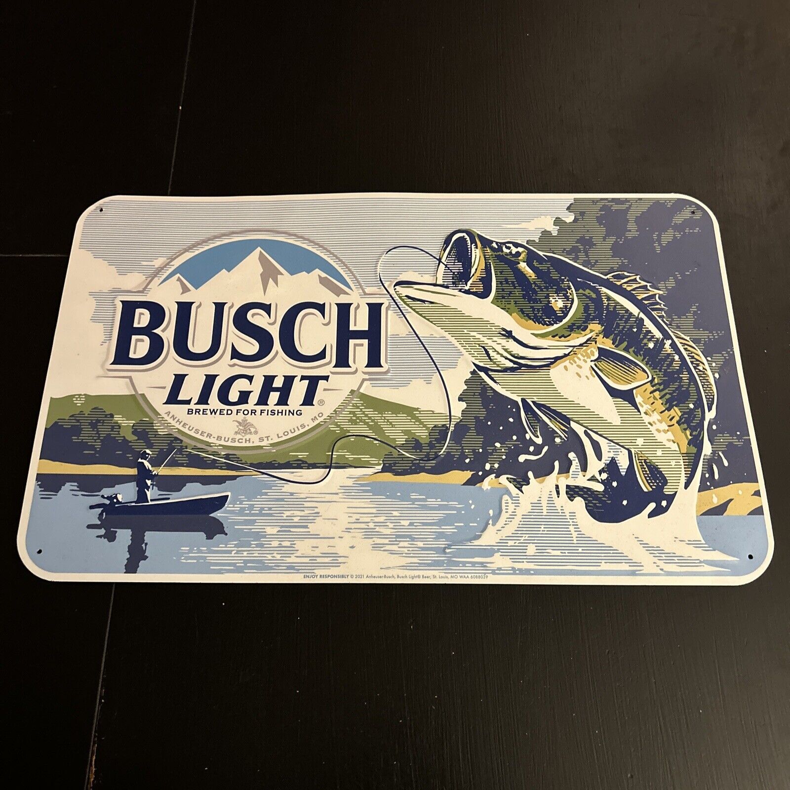 Busch Light Largemouth Bass Fishing Tin Metal Sign 2021 Anheuser Busch Mancave