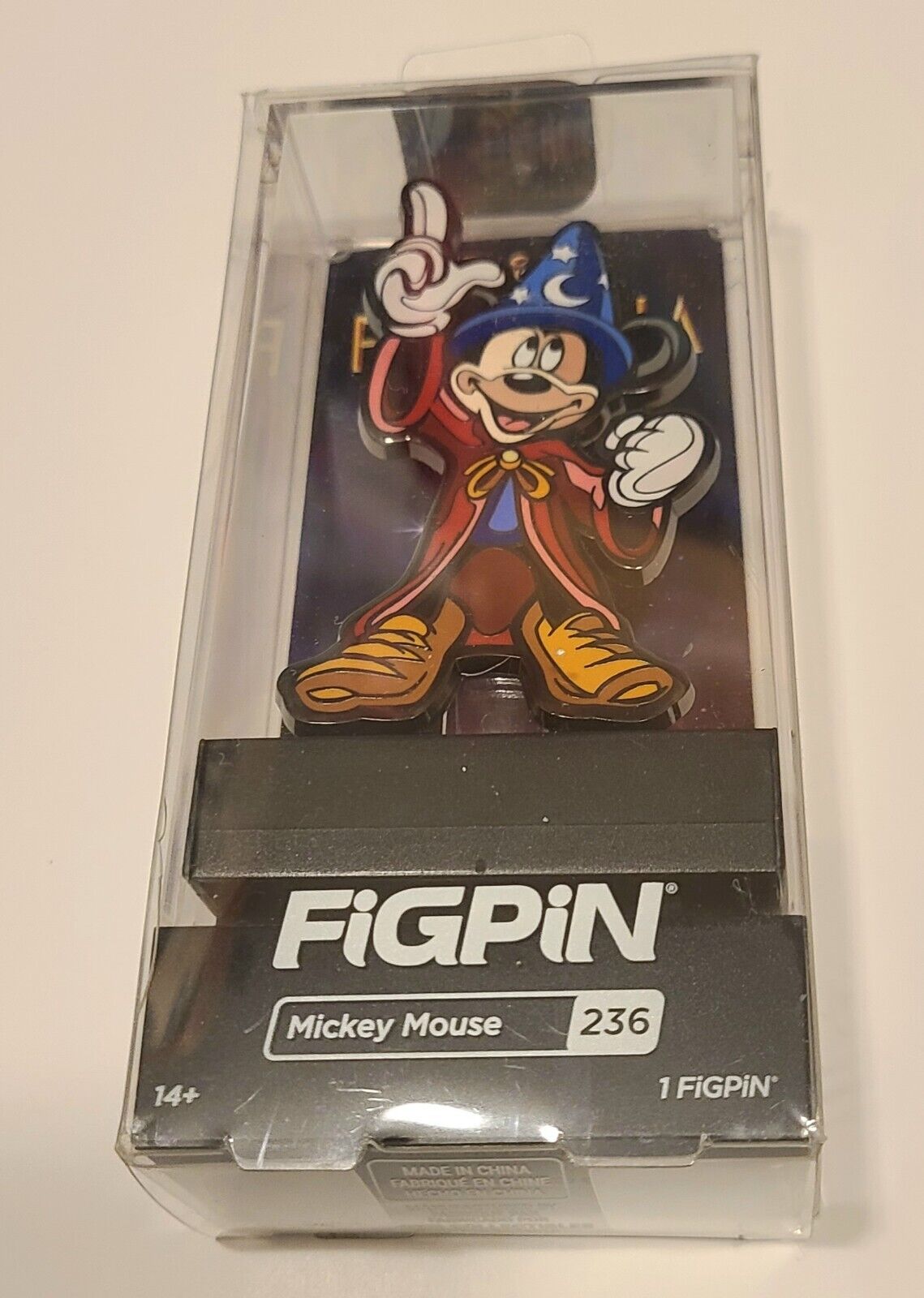 New Mickey Mouse Figpin # 236 Disney Fantasia Magical Sorcerer. In Original Case