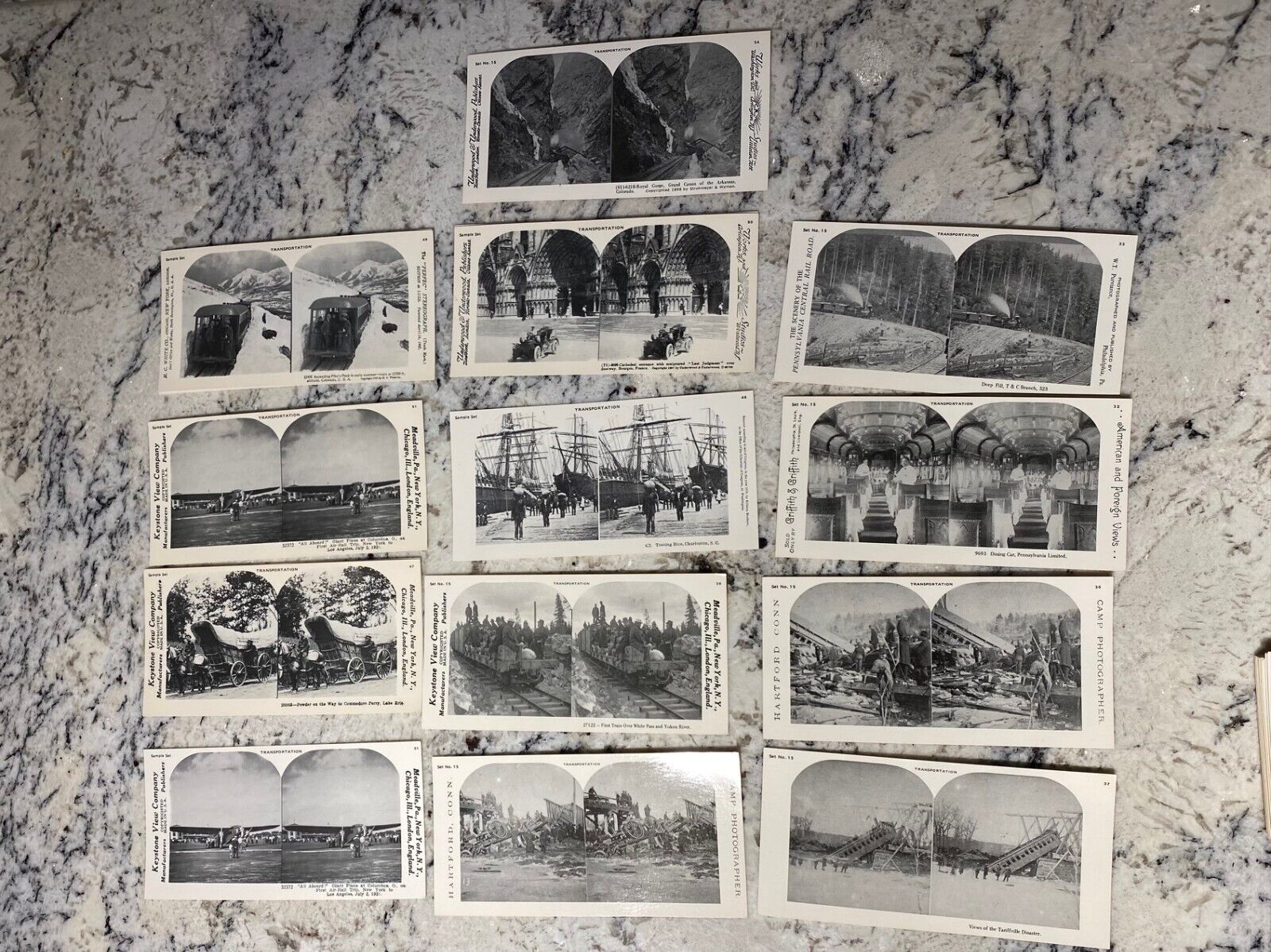 44 Vintage Stereopticon Viewer Cards Of Transportation Repro\'s From 1978 GUC