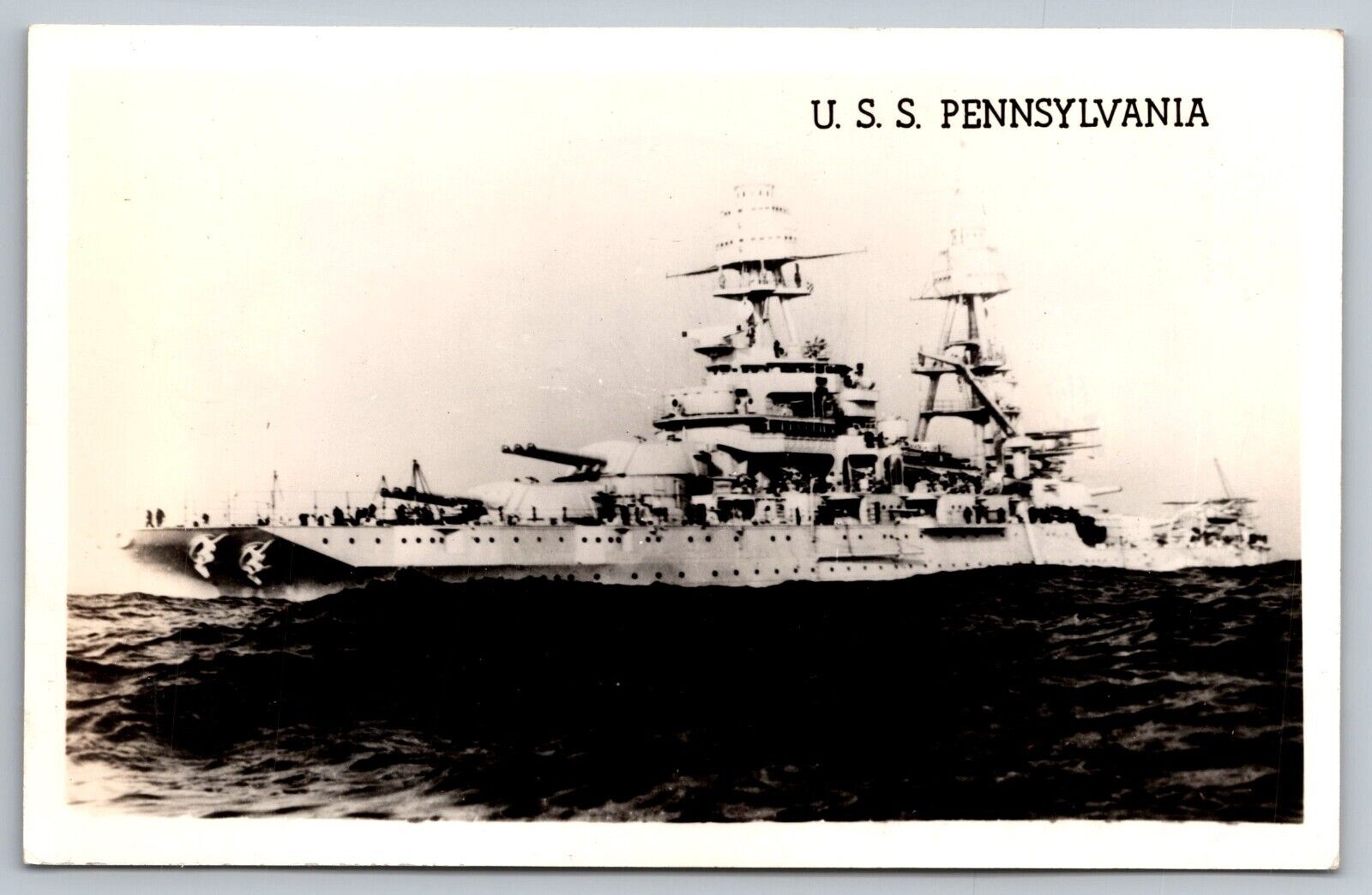 U.S.S. Pennsylvania Naval Ship. Real Photo Postcard. RPPC 2