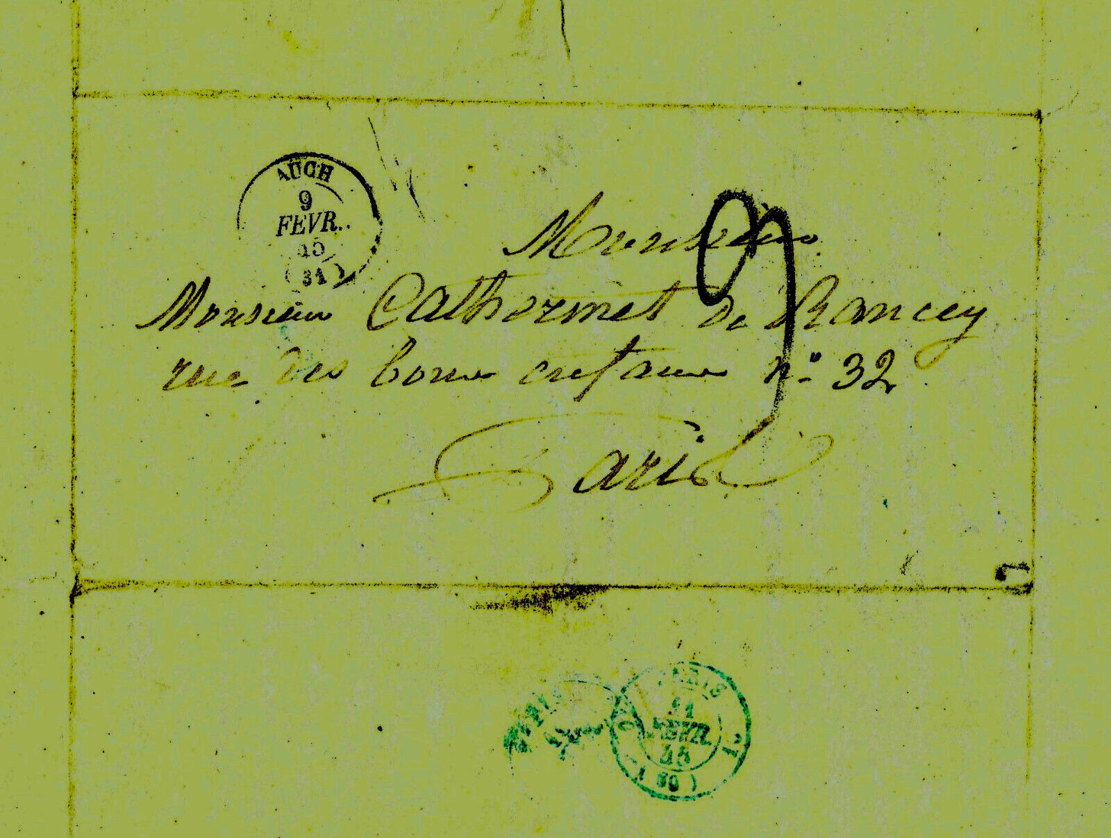 1845 Letter Forming Envelope Lavergne IN Catherinet Of Rancey Postmarks Postal