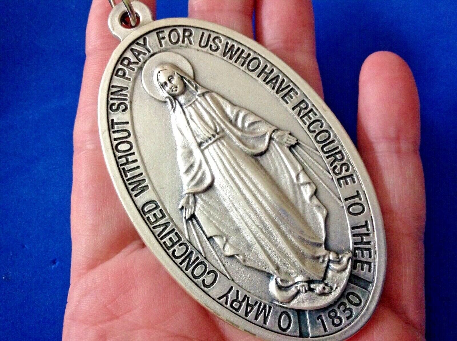 Large VIRGIN MARY MIRACULOUS Devotion Medal 3-1/2\