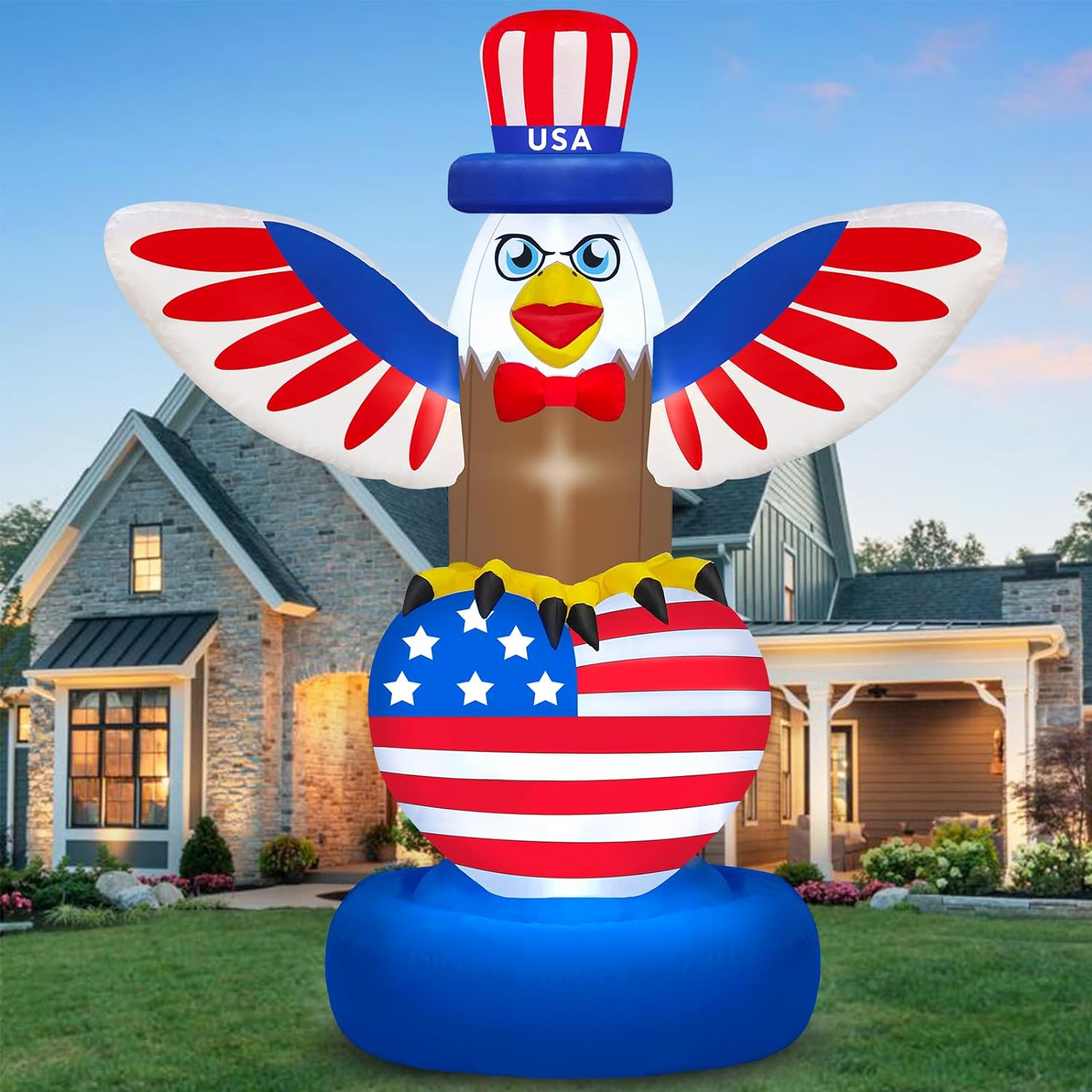 6FT 4Th of July Inflatables Outdoor Decorations Blow up Yard Lighted LED Decor