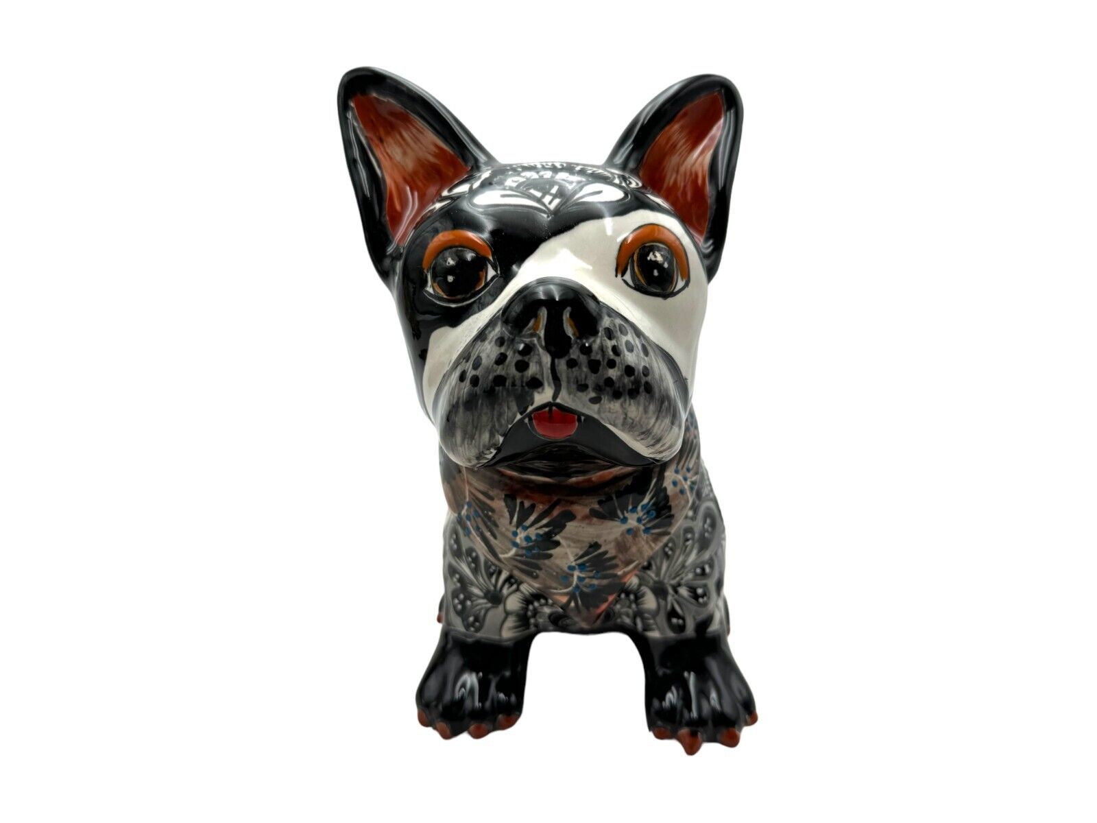 Talavera Frenchie Dog French Bulldog Cute Hand Painted Mexican Pottery Height 9\