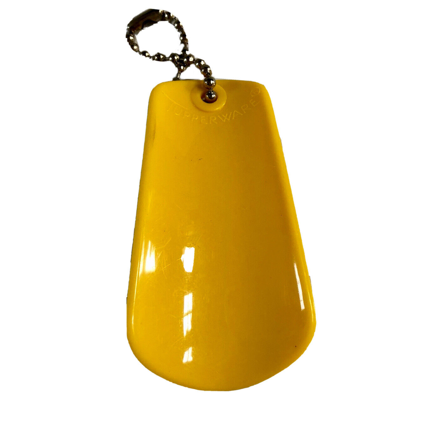 Vintage Keychain TUPPERWARE SHOE HORN Key Ring Plastic Fob Yellow 1225-8 Yellow