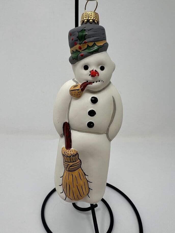 Vaillancourt Folk Art Glass Snowman Christmas Ornament Germany
