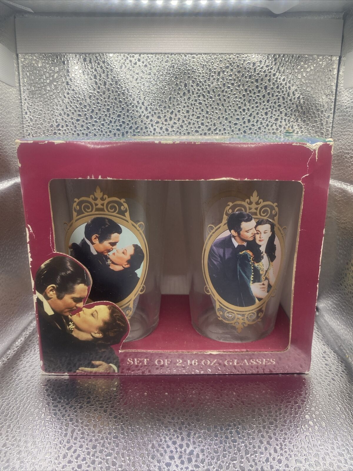Vintage GONE WITH THE WIND Set of 2. 16 oz. Drinking Glasses In Original Box