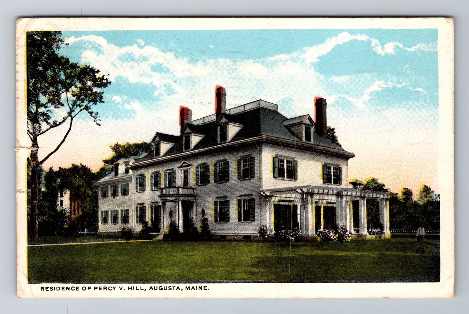 Augusta ME-Maine, Residence of Percy V Hill, c1944 Antique Vintage Postcard