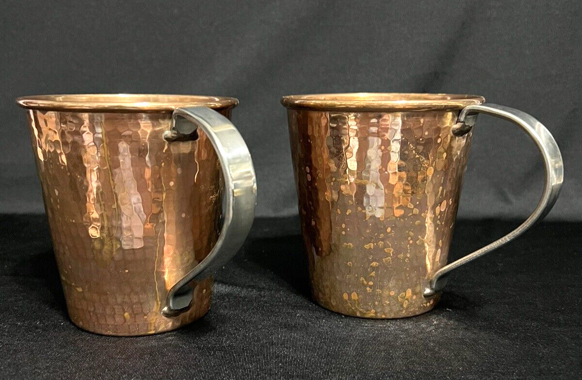 Hammered Copper Mugs Sertodo Dignidad Mexico Aged Patina Steel Handle Mule Mugs
