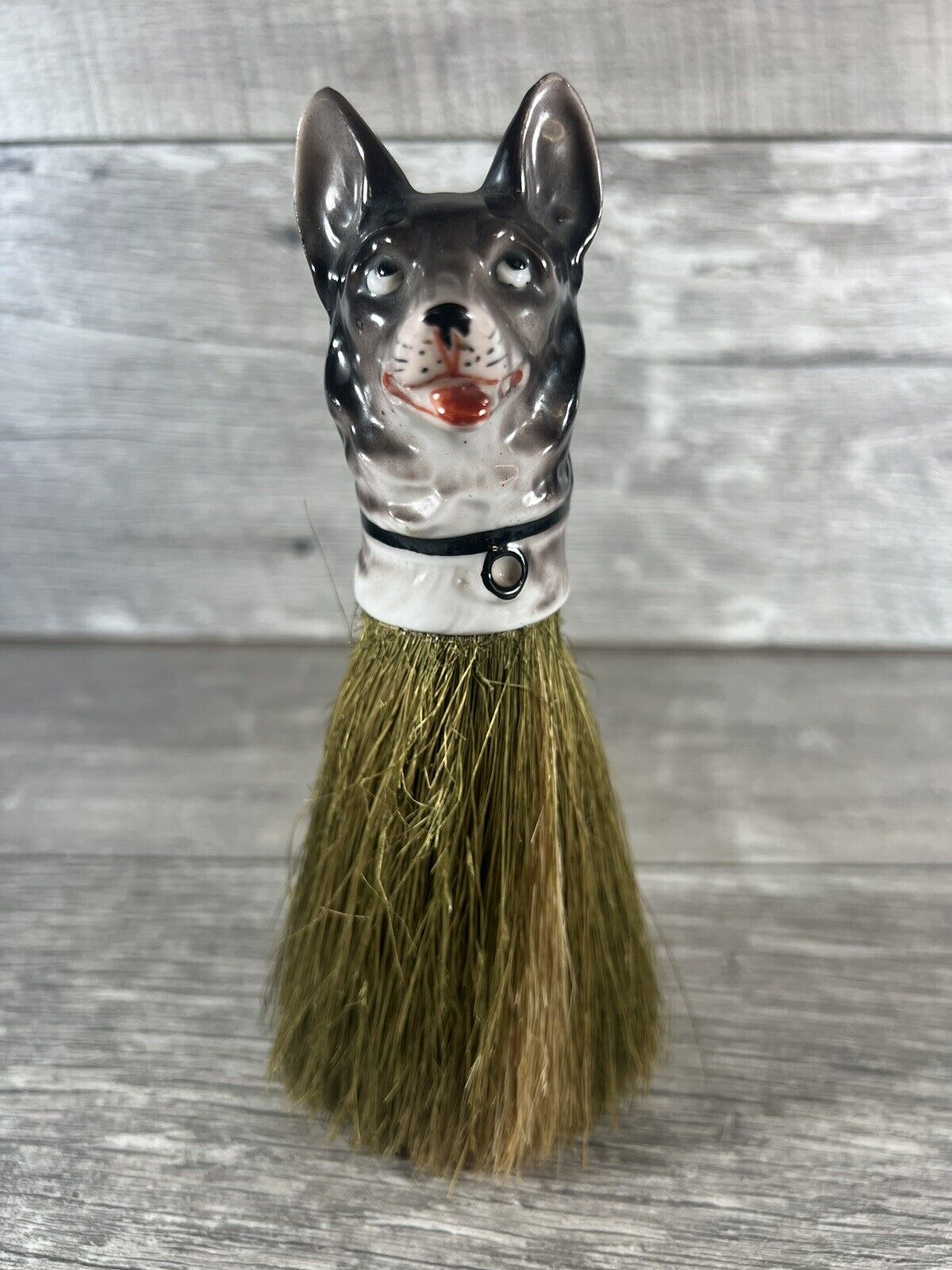 1930\'s Porcelain Dog Head Broom Or Clothing Brush Number 8578 Made In Germany