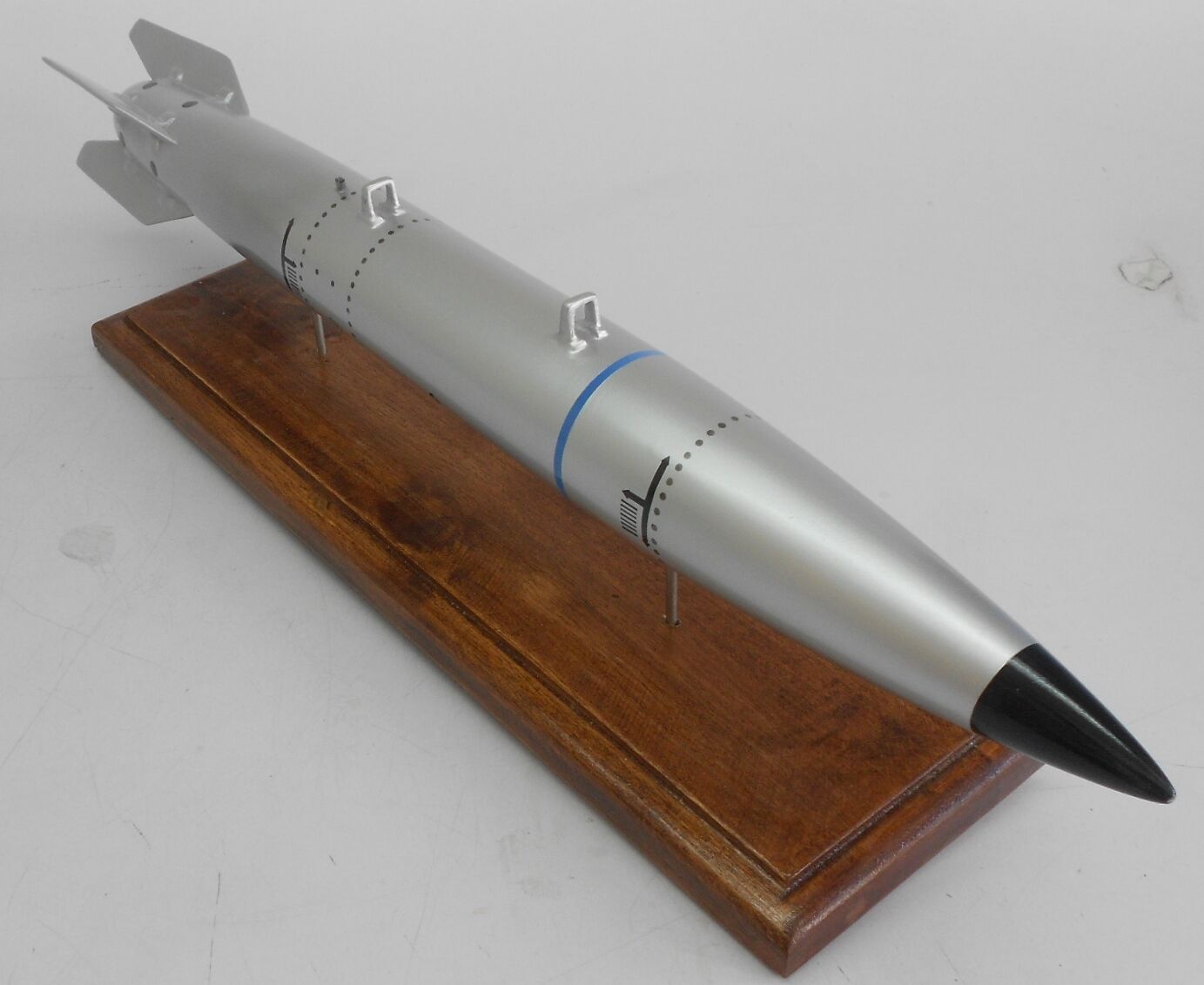 Silver B-61 Bullet Thermonuclear B61 Bomb Desk Wood Model Small New
