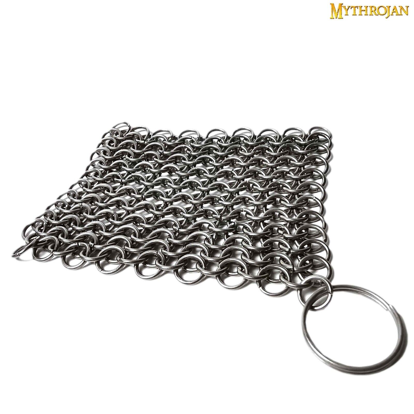 Chainmail Steel Stainless Skillet Cast Iron Scrubber Kitchen Cookware 10 x 10cm