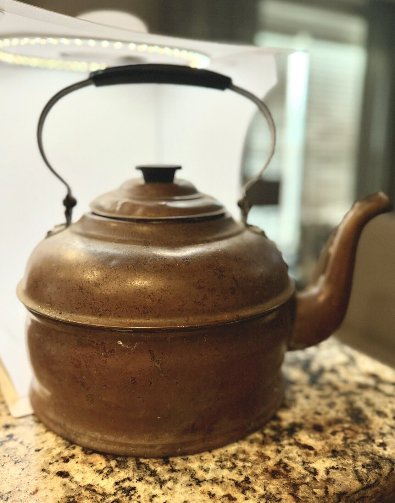 Vintage Copper Kettle Rustic Revere Mirro Antique Tea Po