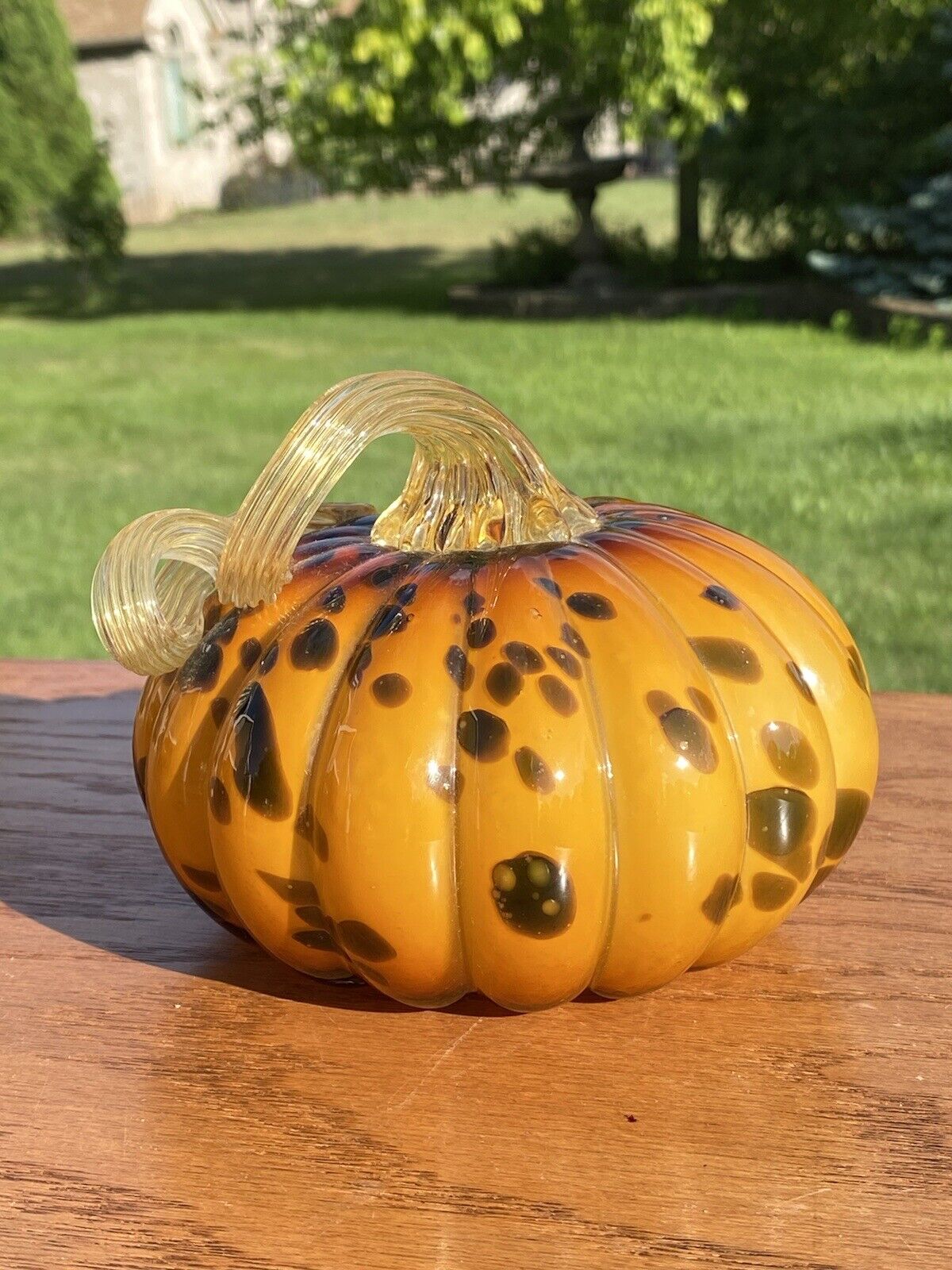 ~GORGEOUS ~ Orange Pumpkin ~ Art Glass ~ Hand Blown  Halloween or Fall Decor