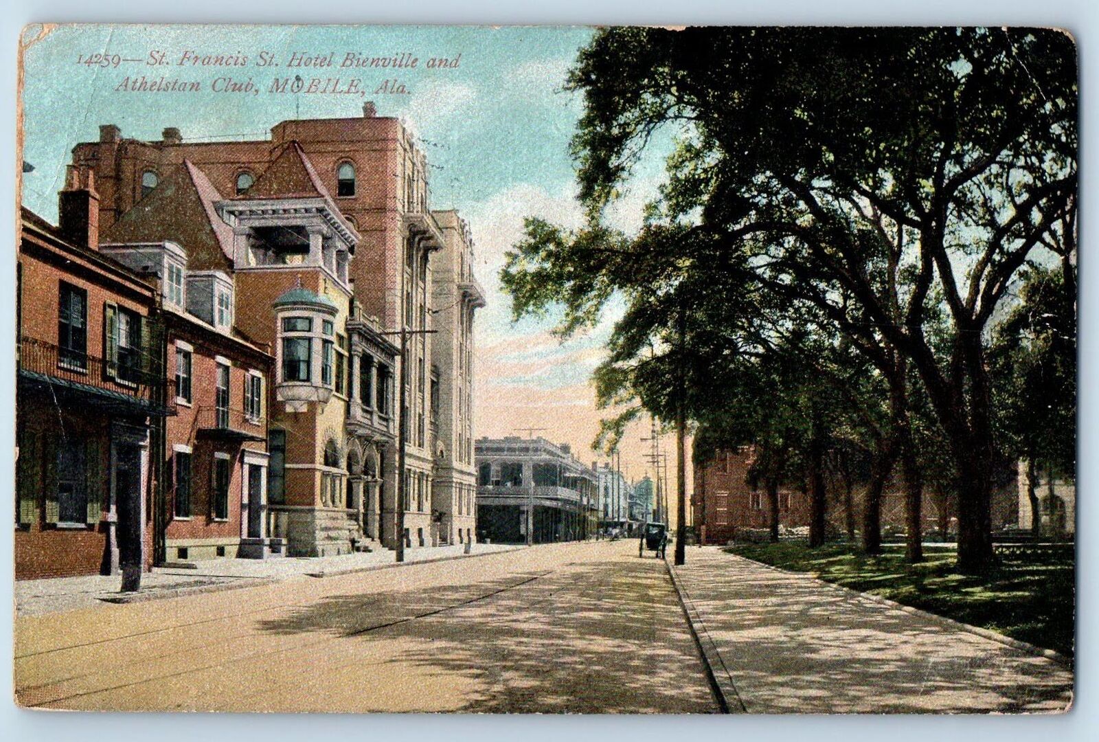 c1910 St. Francis St. Hotel Bienville & Athelstan Club Mobile Alabama Postcard