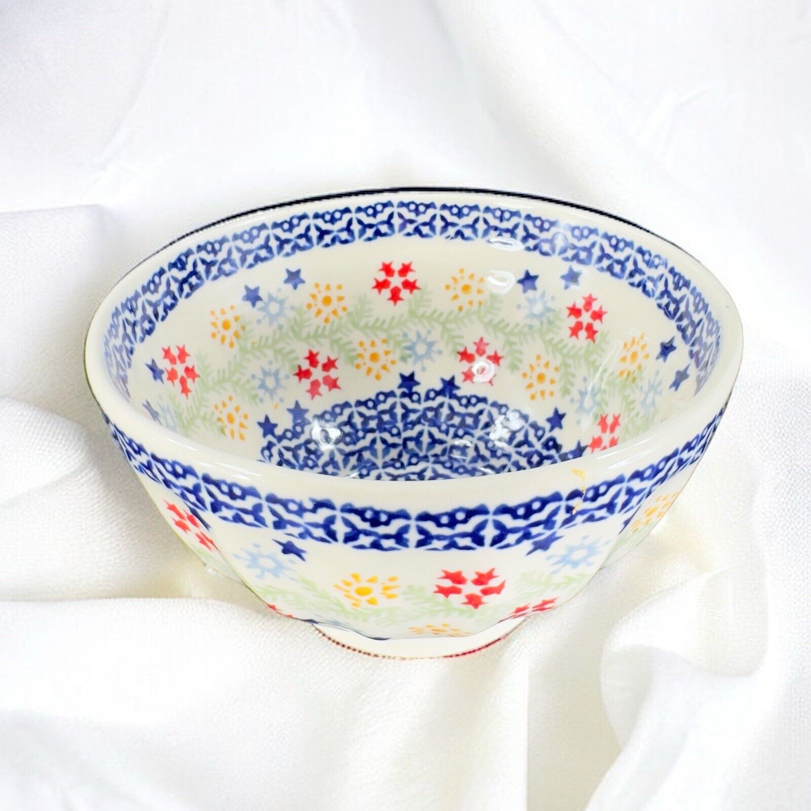 Poland Pottery Bowl Dish Boleslawiec Hand Made In Poland Ceramic Multicolor
