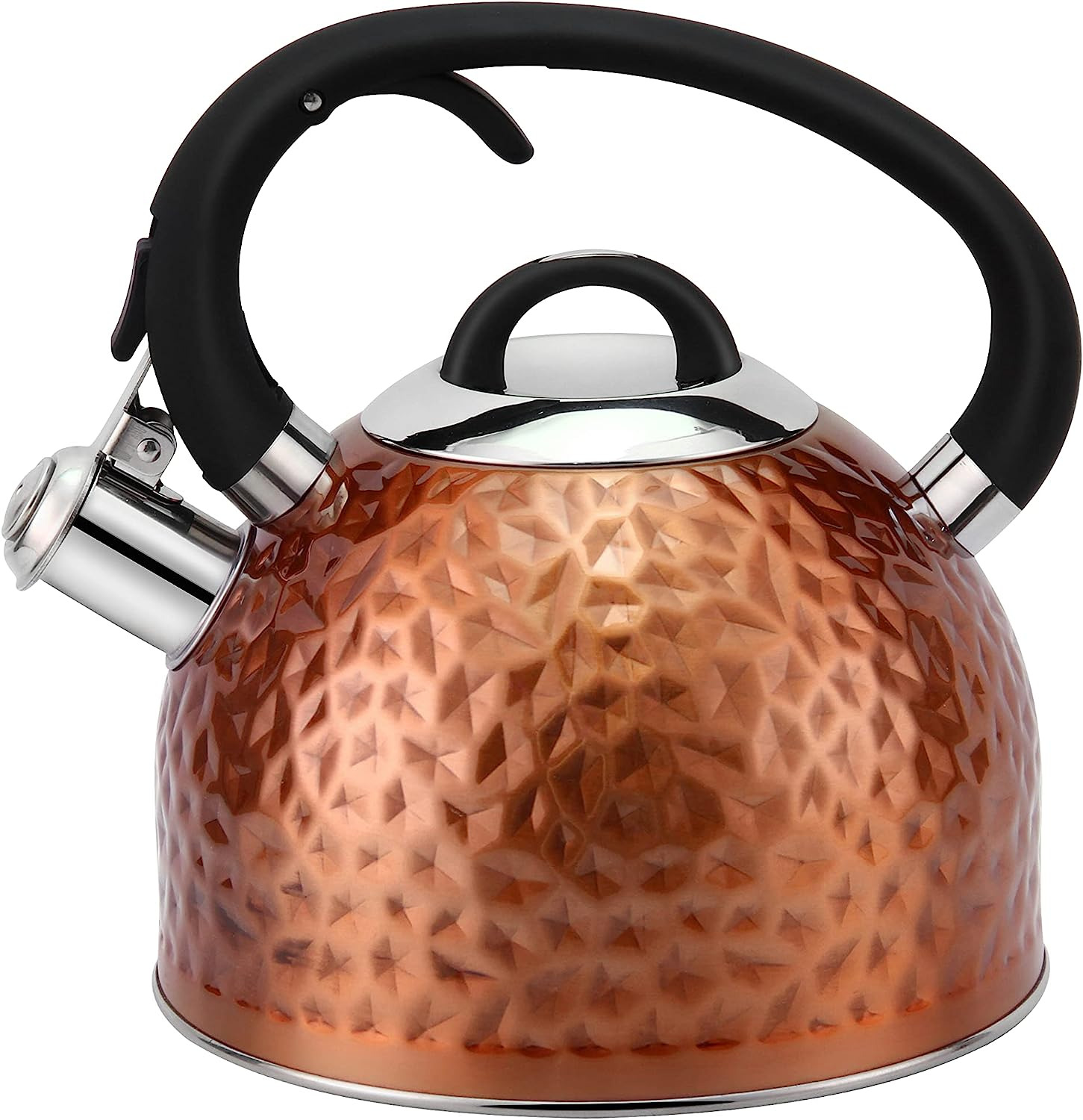 Copper Tea Kettle Stainless Steel Teapot Whistling Kettle Unique Button Control 