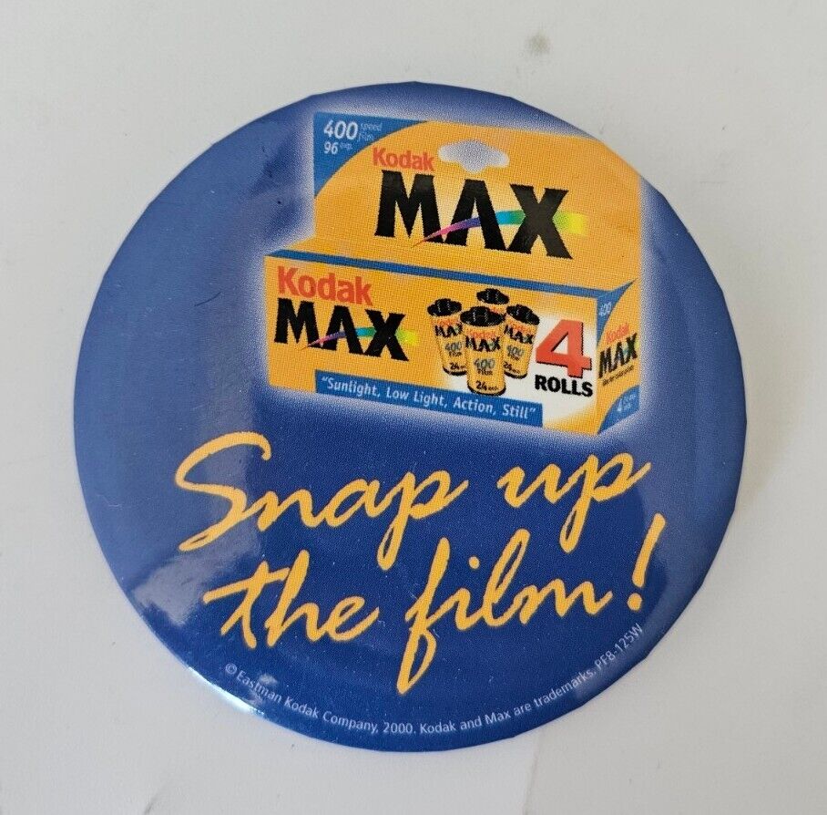 Vintage Kodak Max Camera Advertising Button Pin