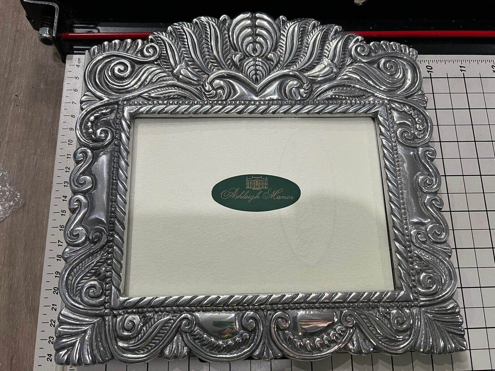 Vintage Ashleigh Manor Handcrafted Pewter Table Top Pic Frame 9.5 x 9.5”Fits 7x5