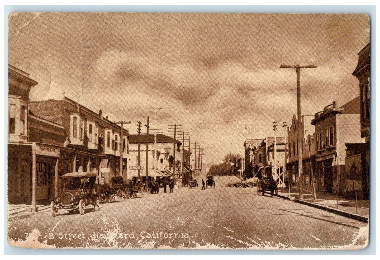 1912 Street Hayward Old Street Classic Cars Carriages California CA Postcard