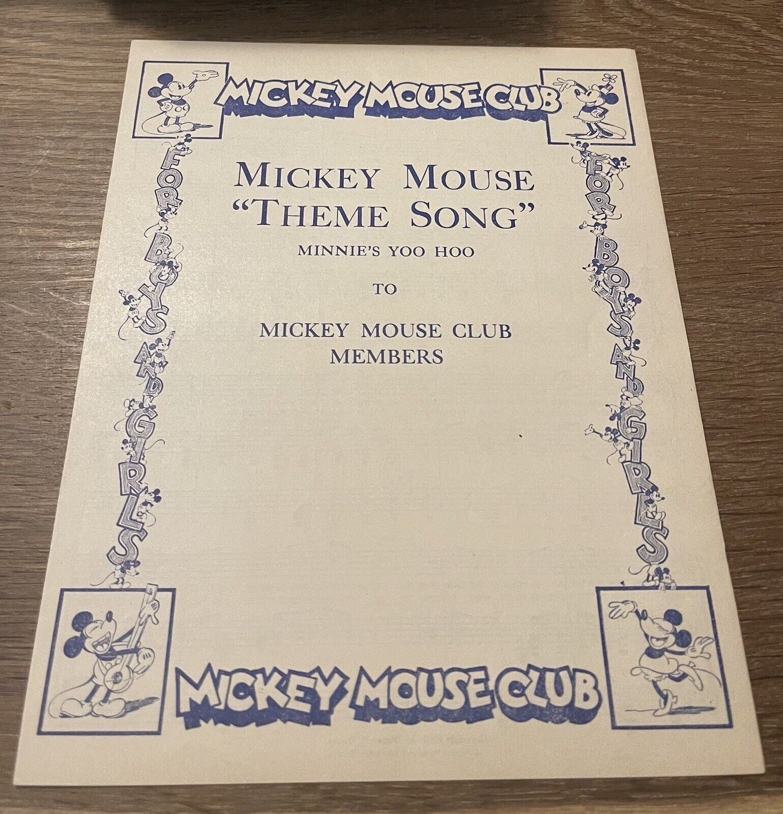 Mickey Mouse Theme Song Minnie\'s Yoo Hoo Sheet Music 1930 Mickey Mouse Club RARE