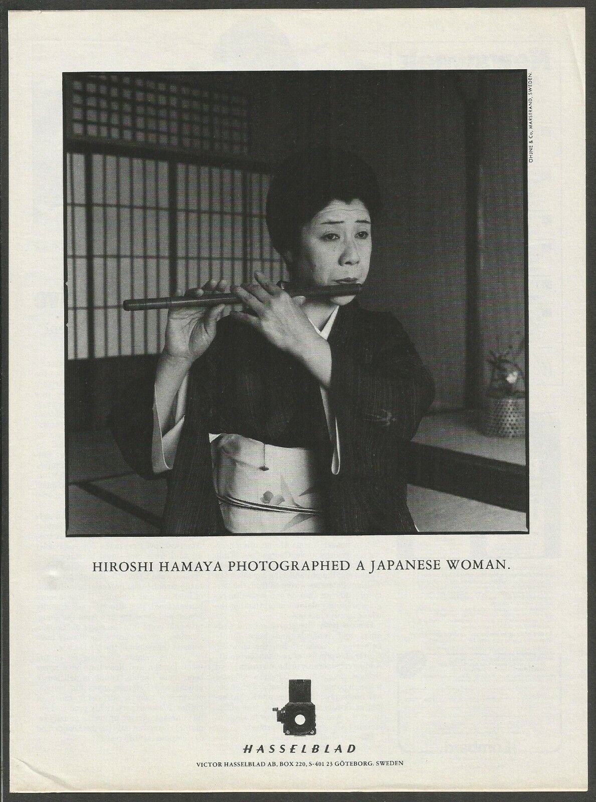 HASSELBLAD camera- Hiroshi Hamaya photographed a Japanese woman-1989 Print Ad