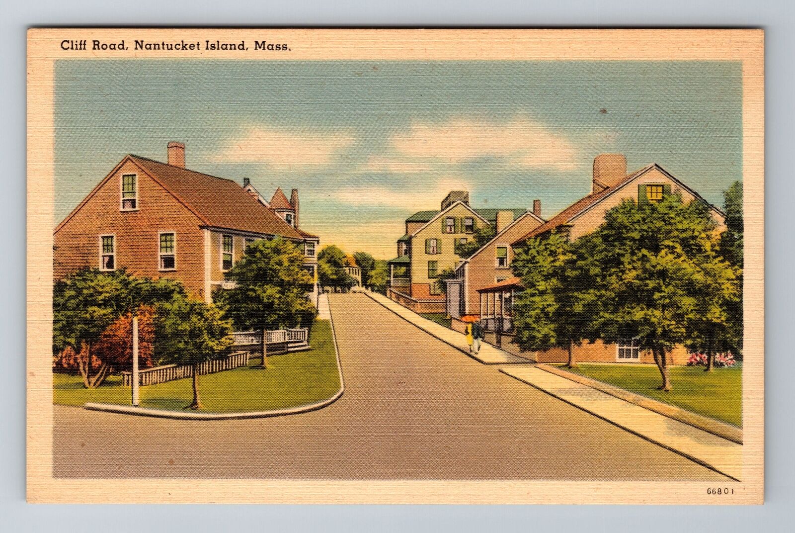 Nantucket MA-Massachusetts, Cliff Road, Antique, Vintage Souvenir Postcard
