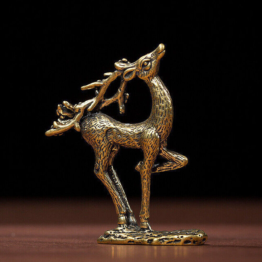 Solid Brass Deer Figurine Statue Home Ornaments Animal Figurines Gift New 1pc