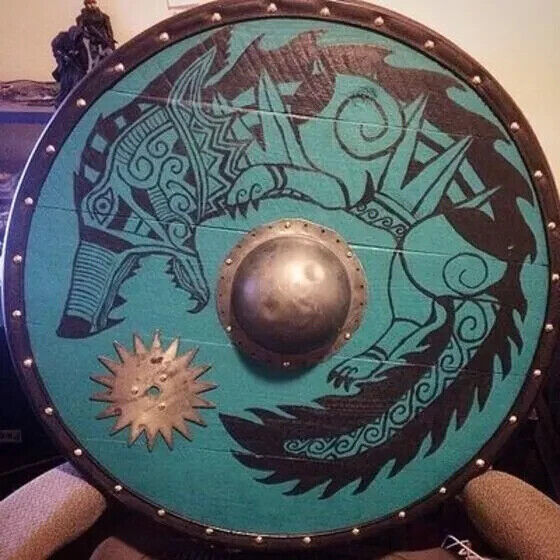 Viking Shield Wolf Viking Battle Ready Wooden Norse Shield Best Gift