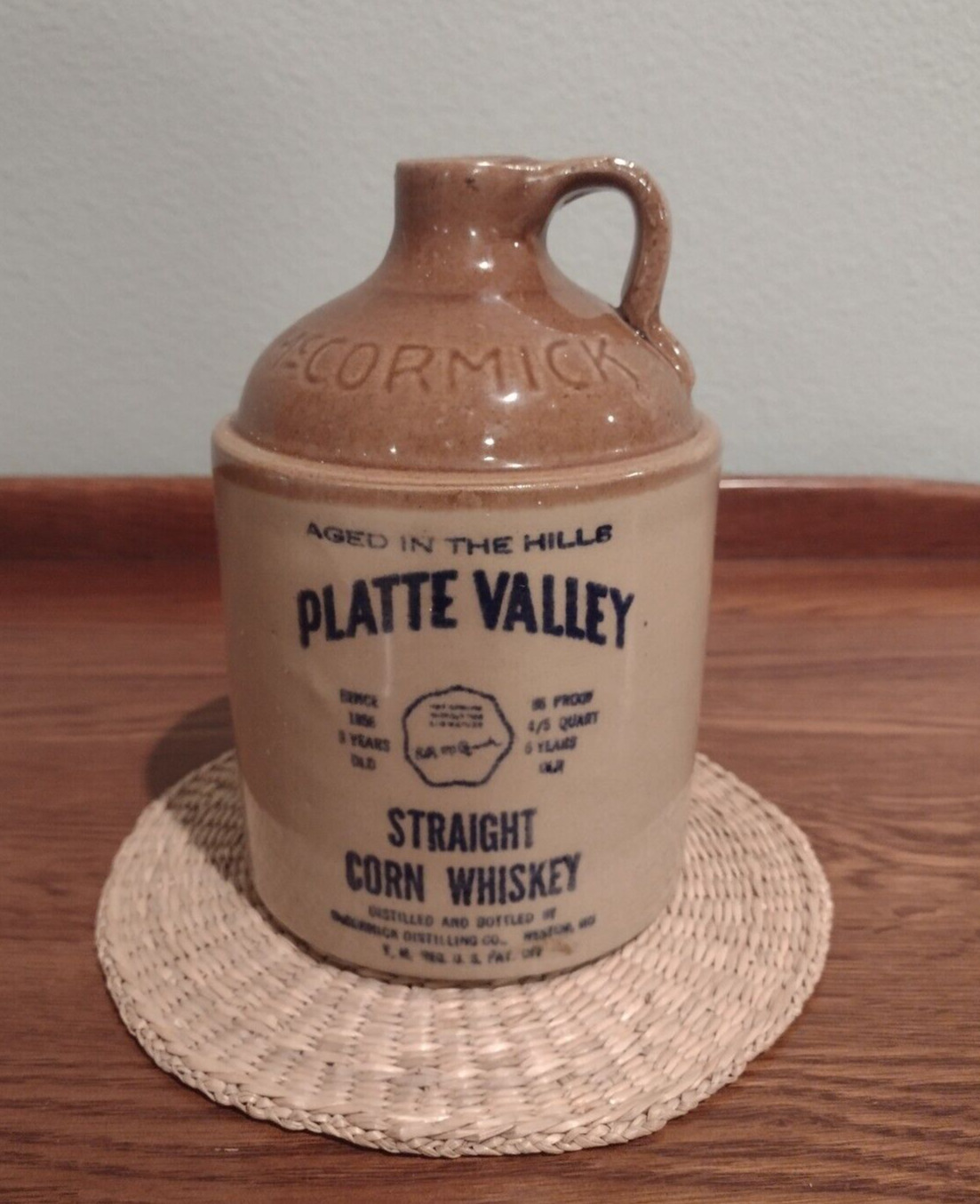 Vintage 1968-1971 McCormick Platte Valley Straight Corn whiskey 5\