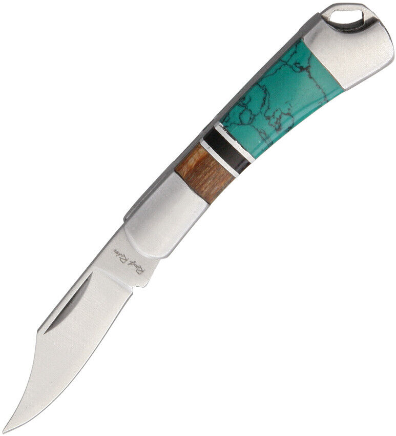 Rough Rider Mini Folder Turquoise & Wood Handle Folding Pocket Knife 1473