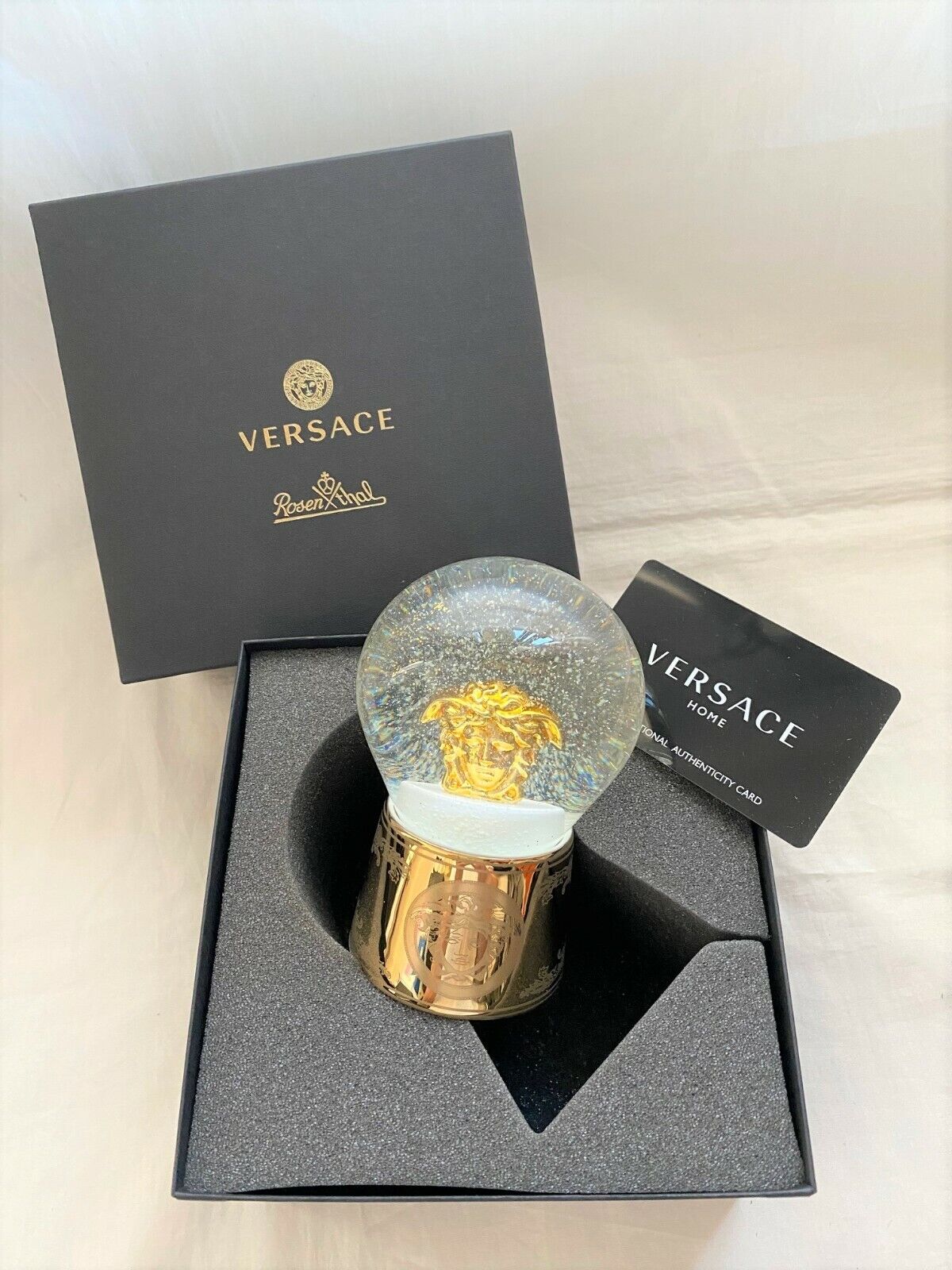 Versace 2020 rosenthal gold medusa snow globe for porcelain bowl tray dish plate