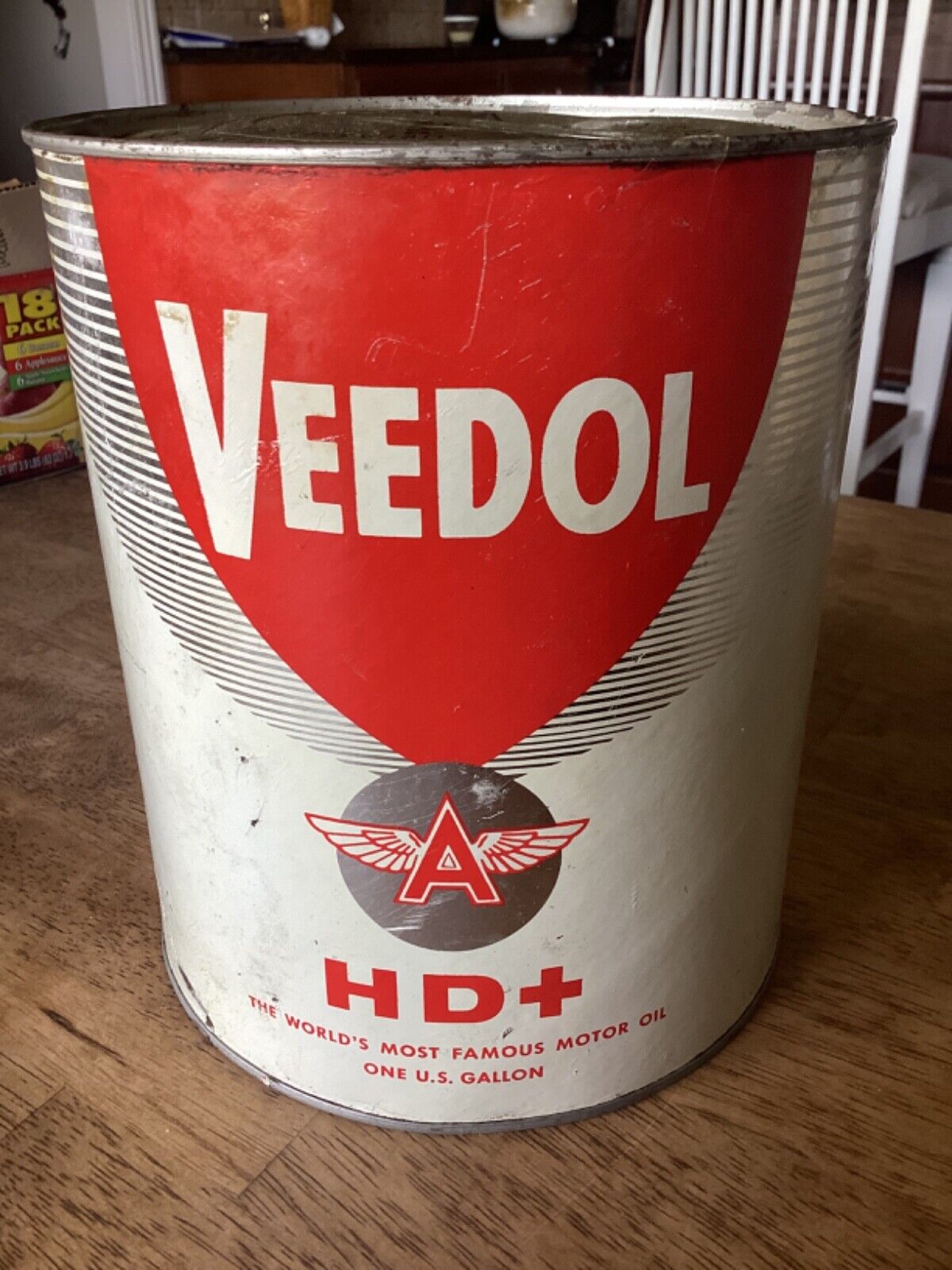 Veedol Flying A HD+ Motor Oil Composite Can 1 Gallon Empty