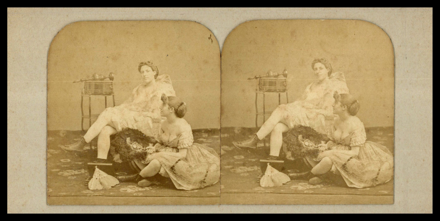 Two Women in the Neckline, ca.1870, Stereo Vintage Stereo Print, D& Print
