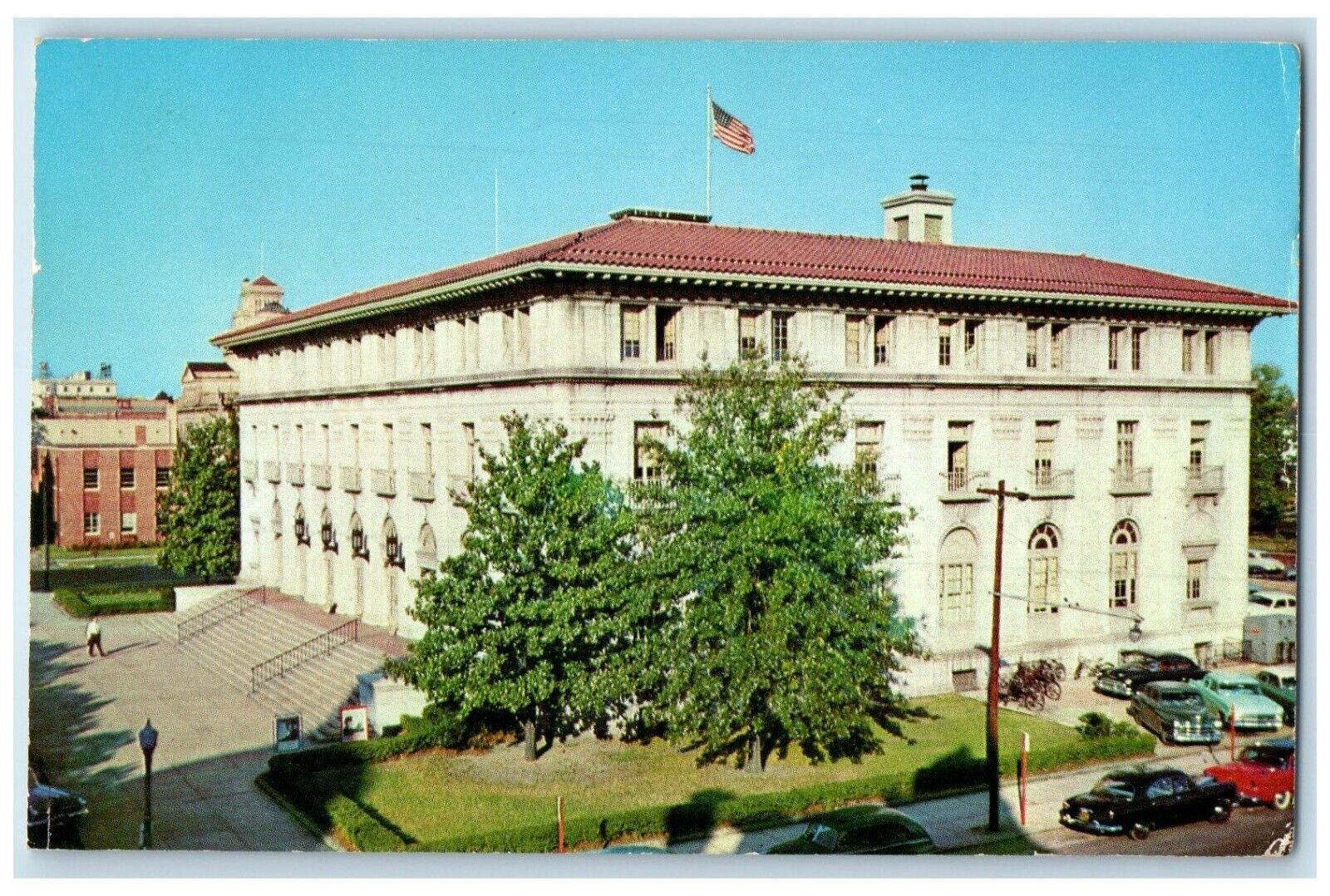 1969 US Post Office Building Cars Augusta George GA Posted Vintage Postcard