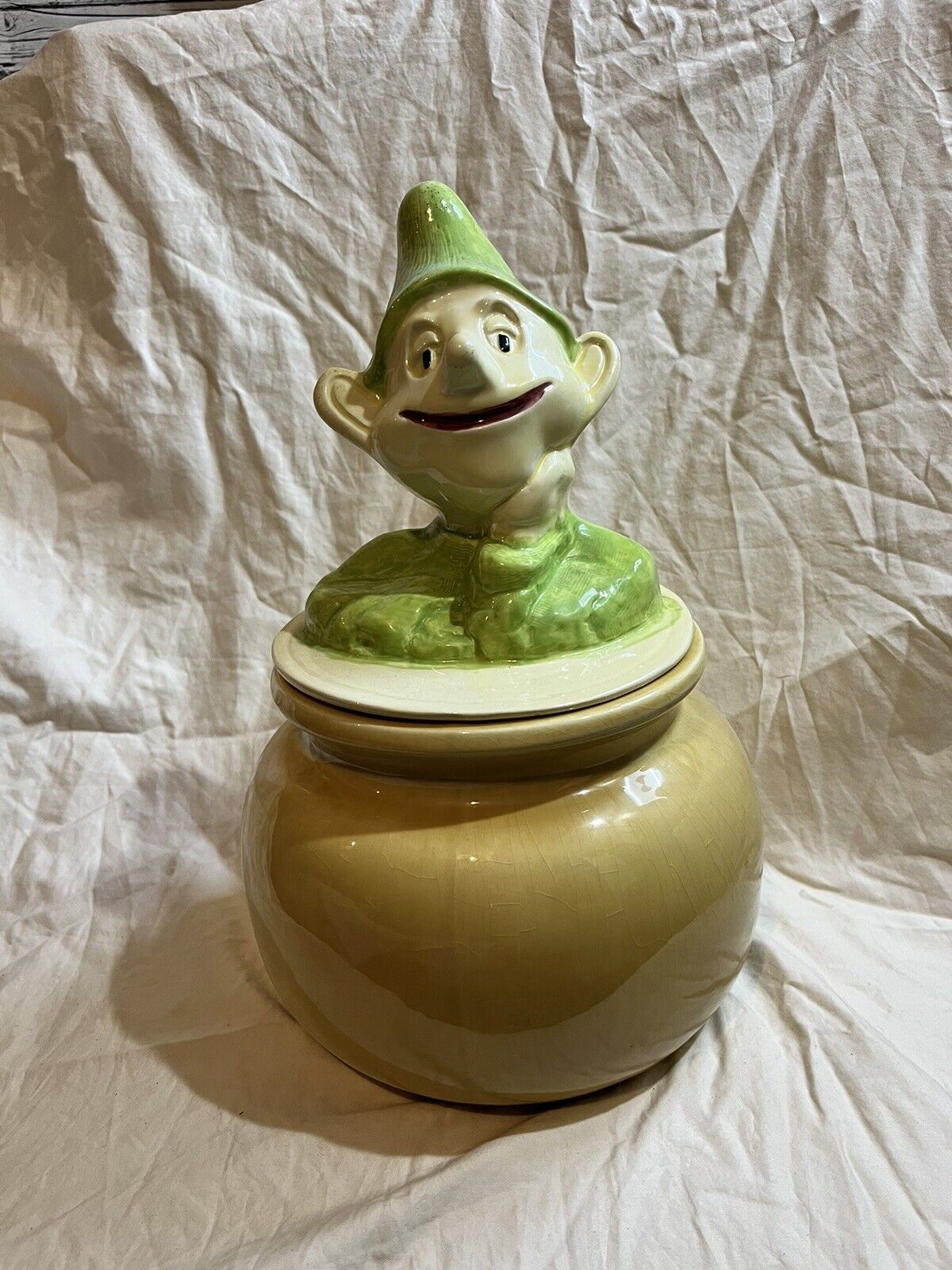 Leprechaun In Pot Cookie Jar Dorrane Of California Elf Pixie Pot Of Gold Vintage
