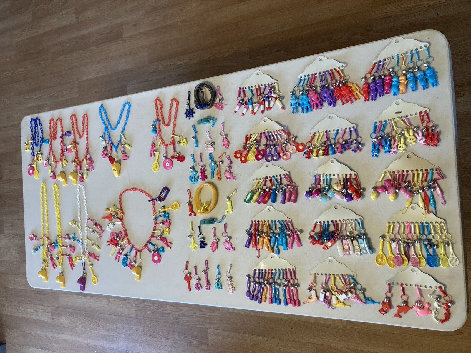 Vintage 1980s Plastic Clip On 80s Bell Charm 250 Charms Necklace Belts Old Stock