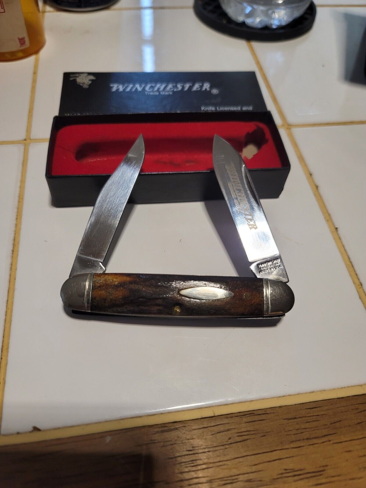WINCHESTER USA 2991 MOOSE CIGAR STAG POCKET KNIFE 1988 FLUTED BOLSTERS RARE NIB