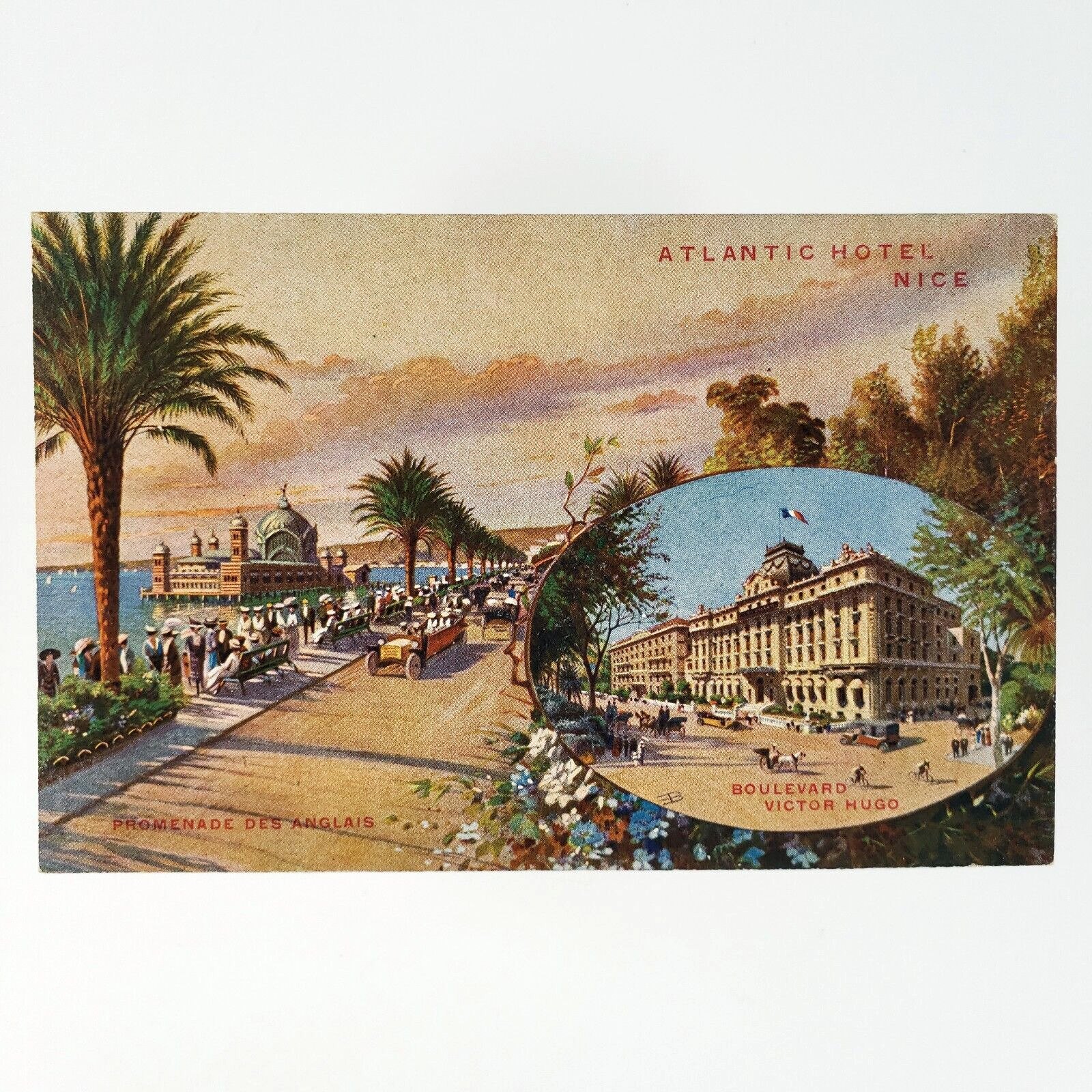 Atlantic Hotel Nice France Postcard c1915 Promenade des Anglais Street C3235