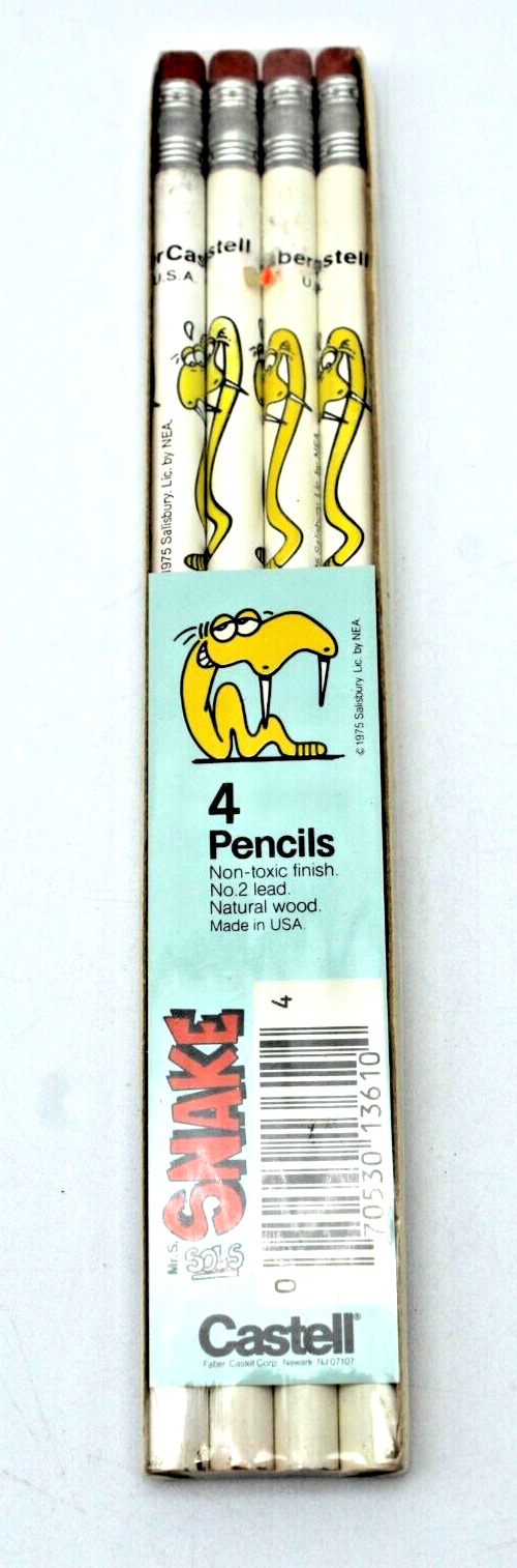 Castell Pencils NOS Mr S Snake (Tales) Sols - Pack of 4 - Vintage 1975