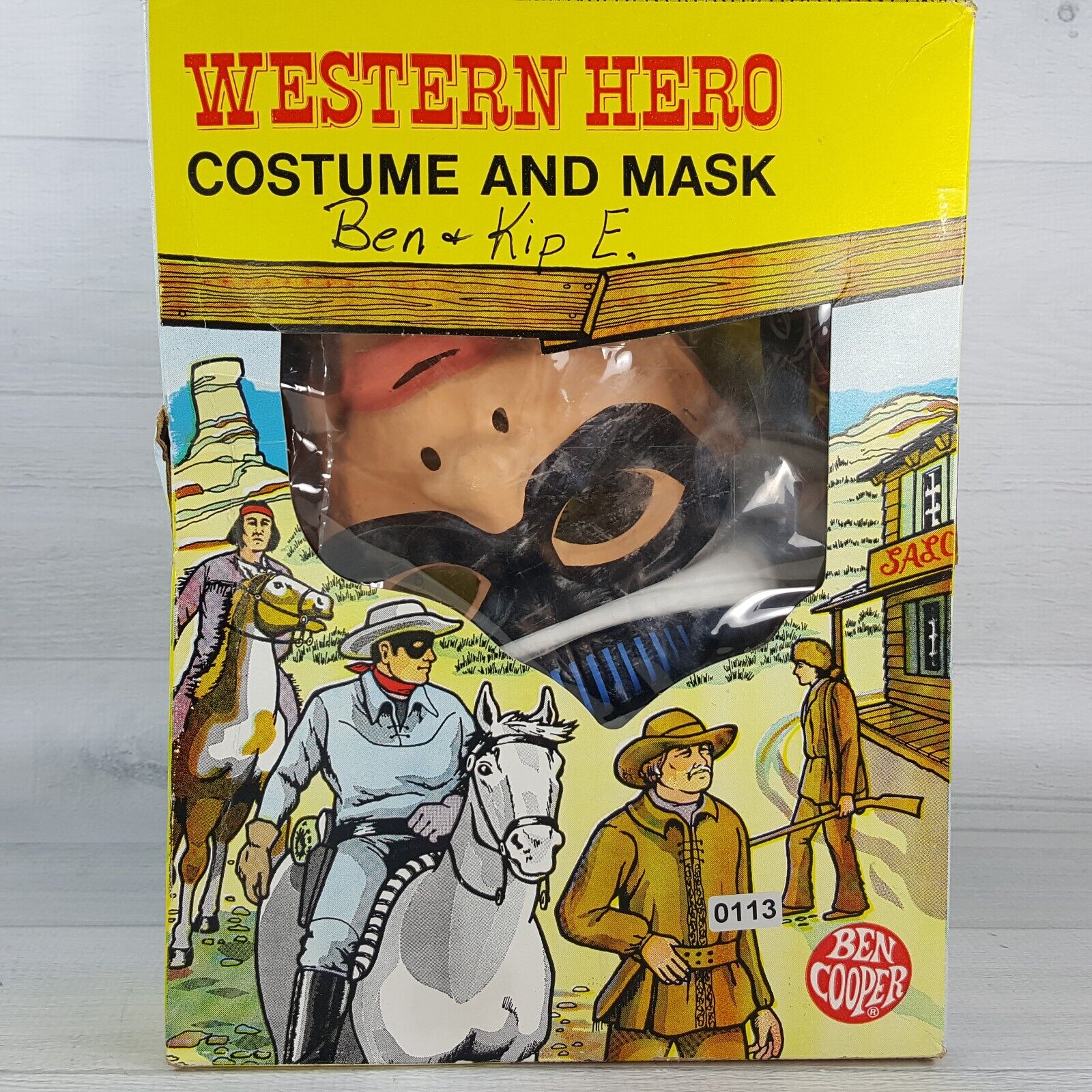 Vintage 1977 Ben Cooper Western Hero Costume & Mask Lone Ranger Child LG 12/14